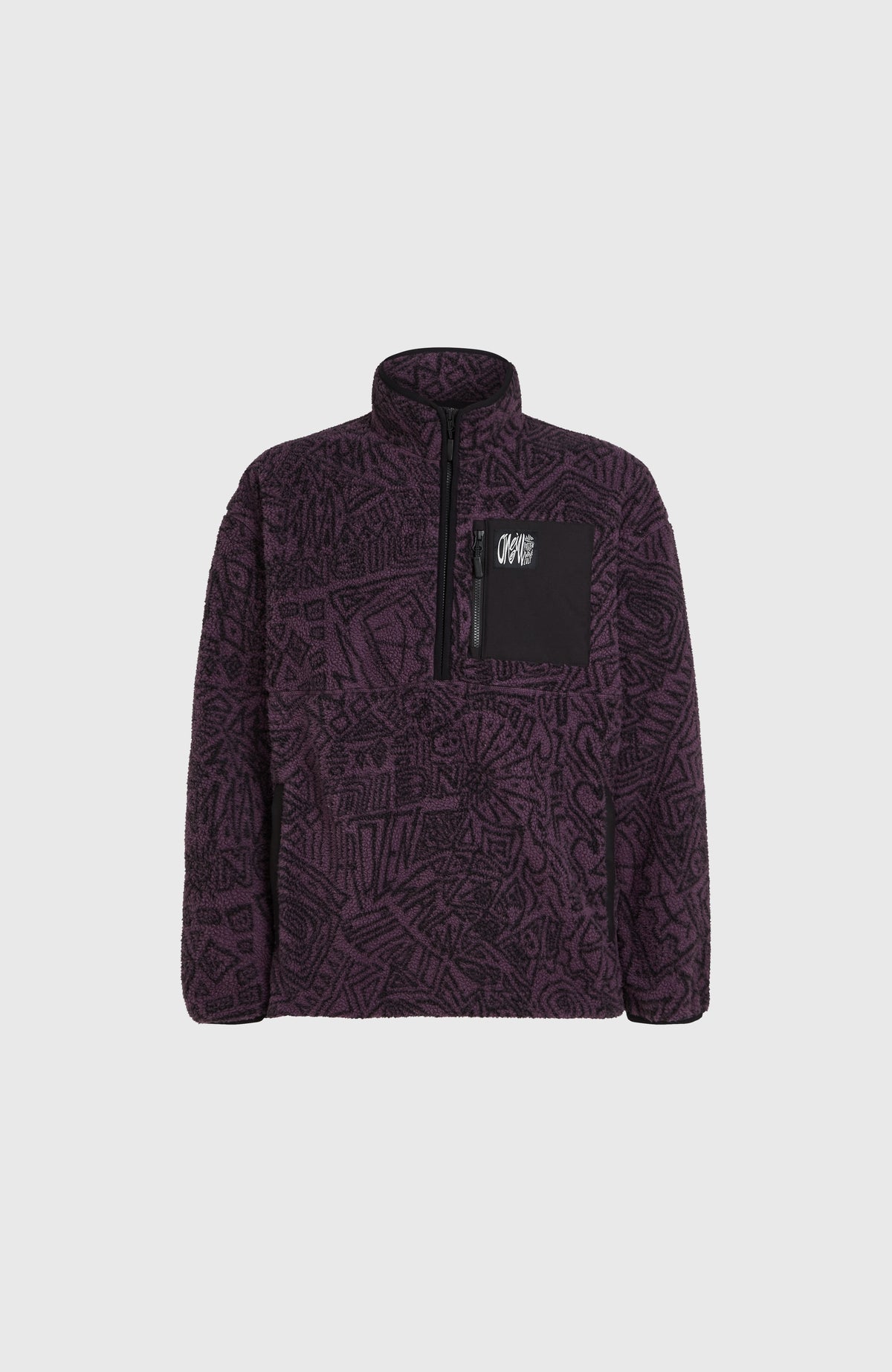 Flauschiger Surf Heroes Fleecepullover mit Halbreißverschluss | Black/Purple Sketcheritage
