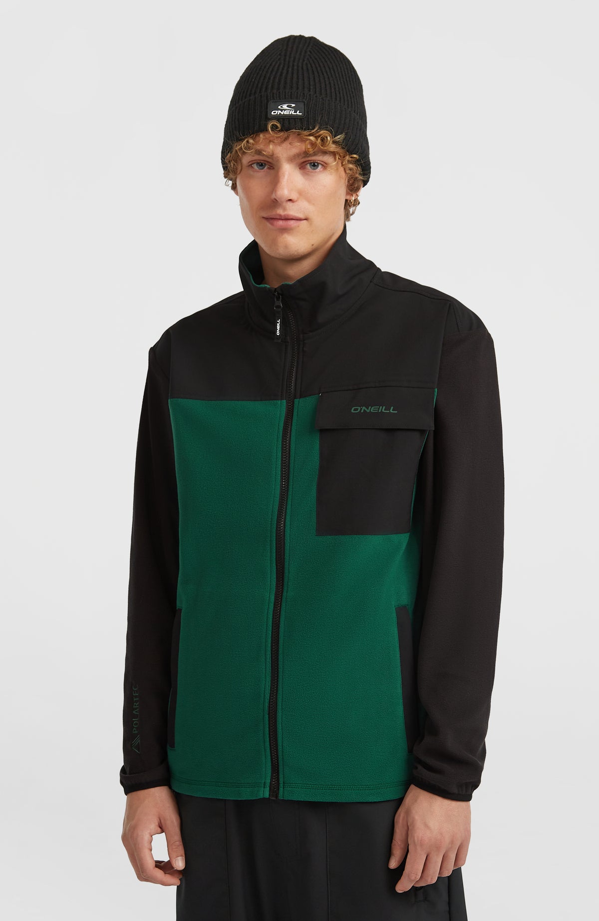 O'Neill FWC'Peak Polartec® Fleecejacke für Herren, grün, Vorderansicht am Model