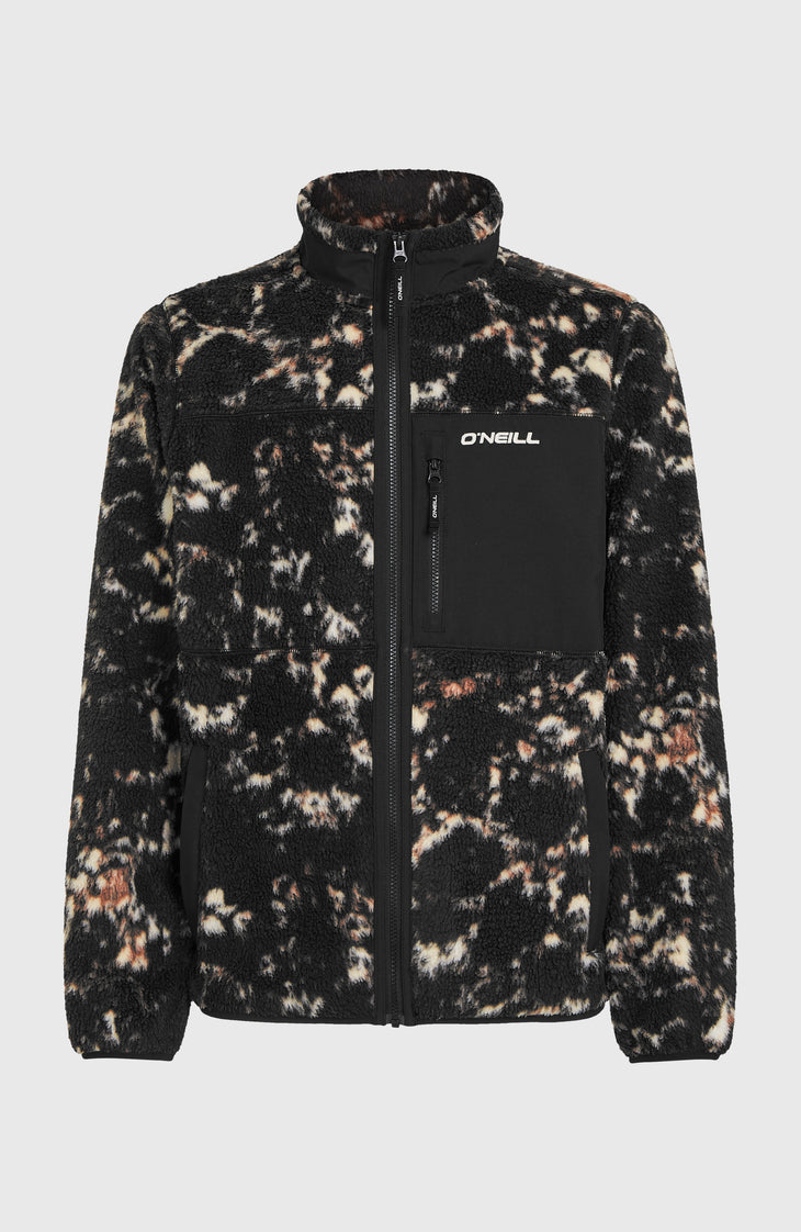 Flauschige Must-Have Fleecejacke mit Reißverschluss | Black/Beige Quarry