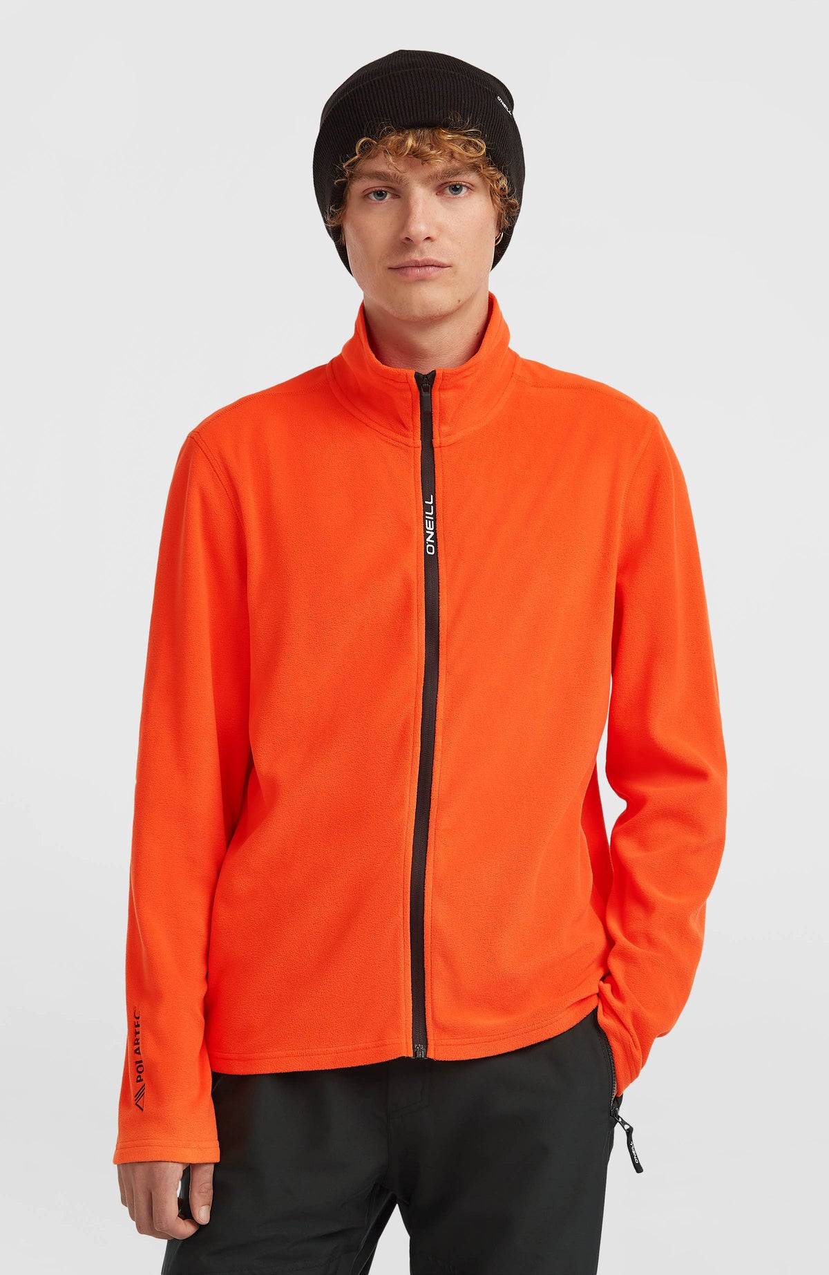 O'Neill FWC'Cruz Jack's Polartec® Fleecejacke mit Reißverschluss für Herren, rot, Vorderansicht, am Model