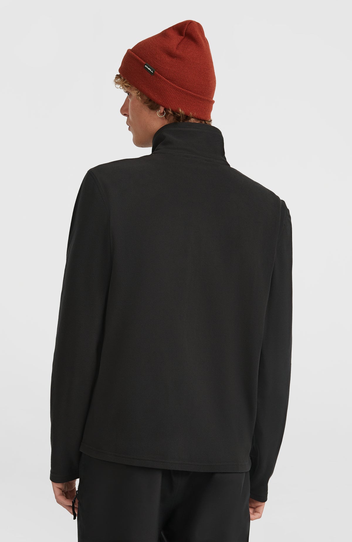 FWC'Cruz Jack's Fleecejacke für Herren, schwarz, Rückansicht am Model mit Stehkragen