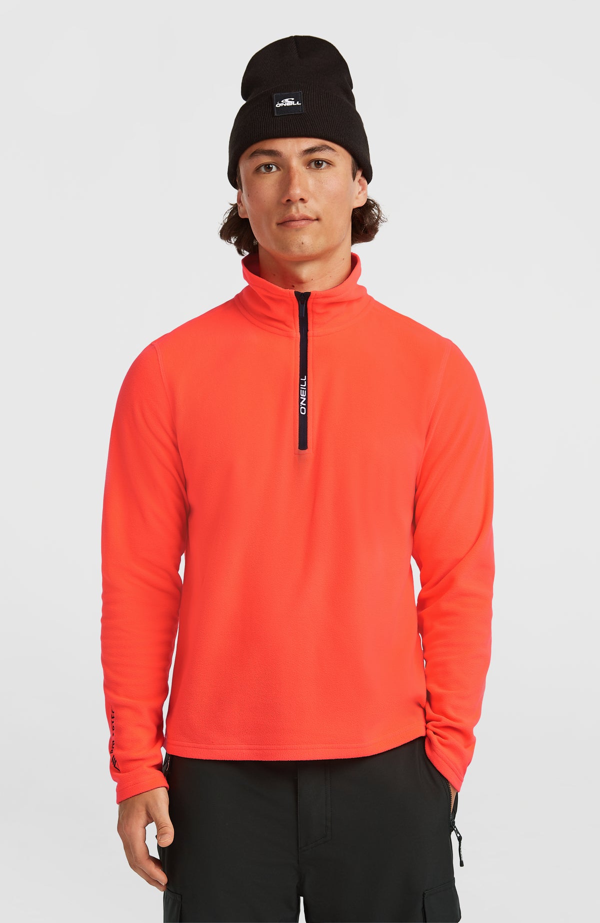 O'Neill FWC'Cruz Jack's Polartec® Fleecepullover mit Halbreißverschluss für Herren, rot, Vorderansicht am Model