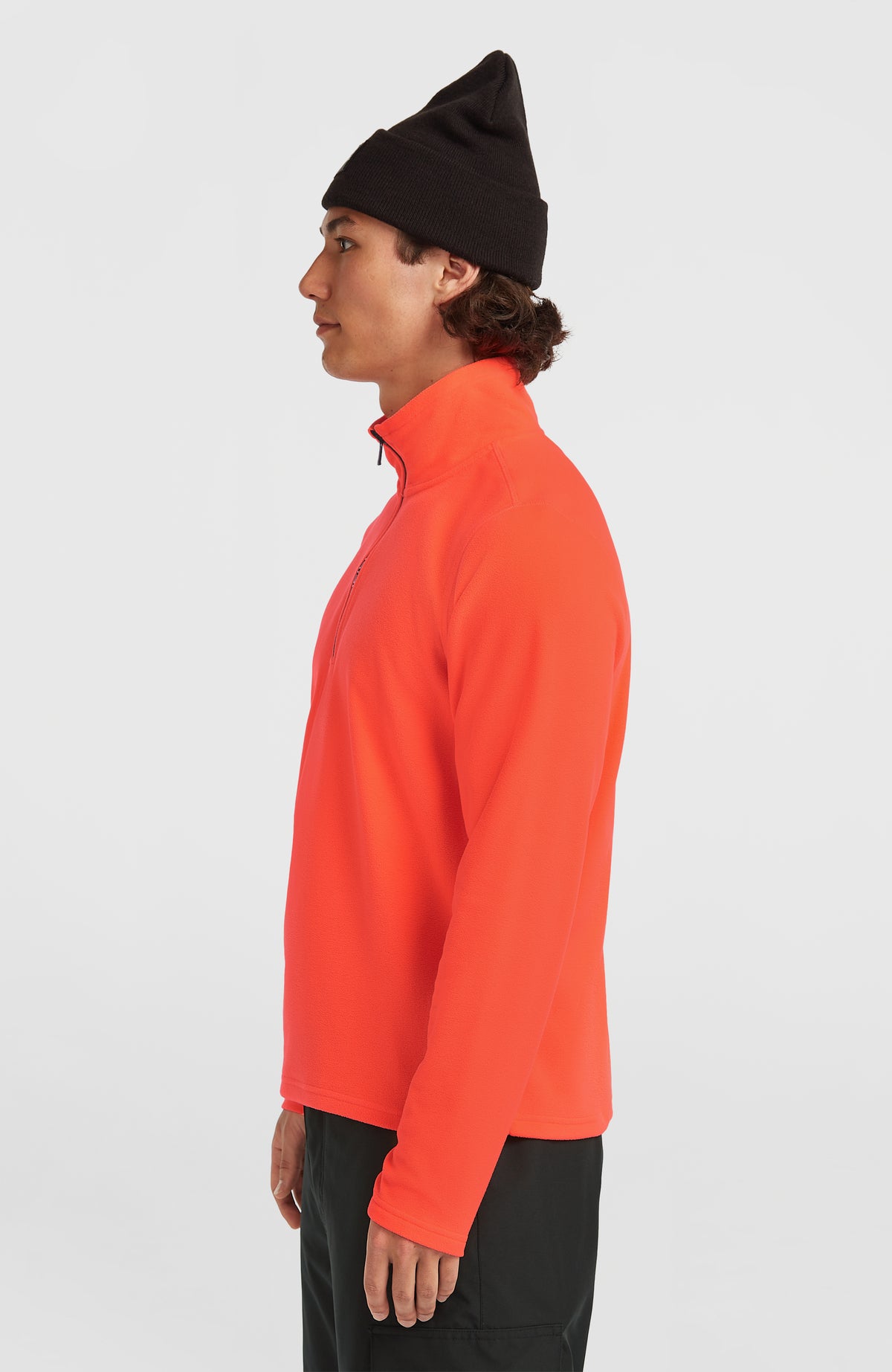 FWC'Cruz Jack's Fleecepullover für Herren, rot, Seitenansicht am Model mit Reißverschluss am Kragen