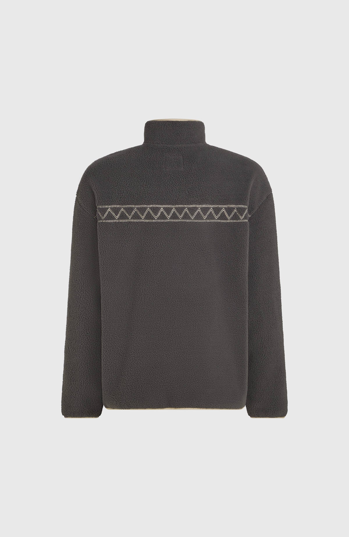 O'Riginals Fleecepullover für Herren, grau, freigestellt von hinten mit Zickzack-Stickerei