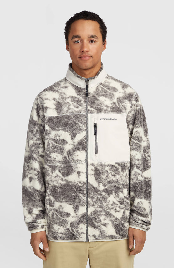Flauschige Must-Have Fleecejacke mit Reißverschluss | Grey Mountain Landscape