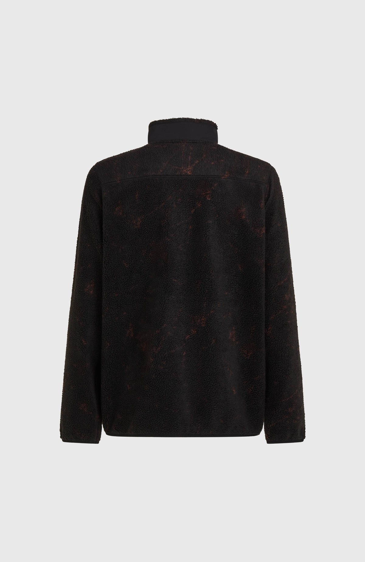 Schwarze Flauschige Must-Have Fleecejacke, freigestellt von hinten