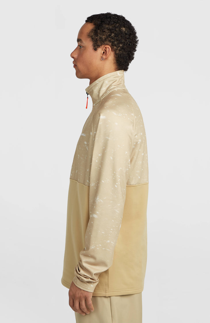 FWC'Cruz Printed Fleecepullover mit Halbreißverschluss | Beige Snow Storm