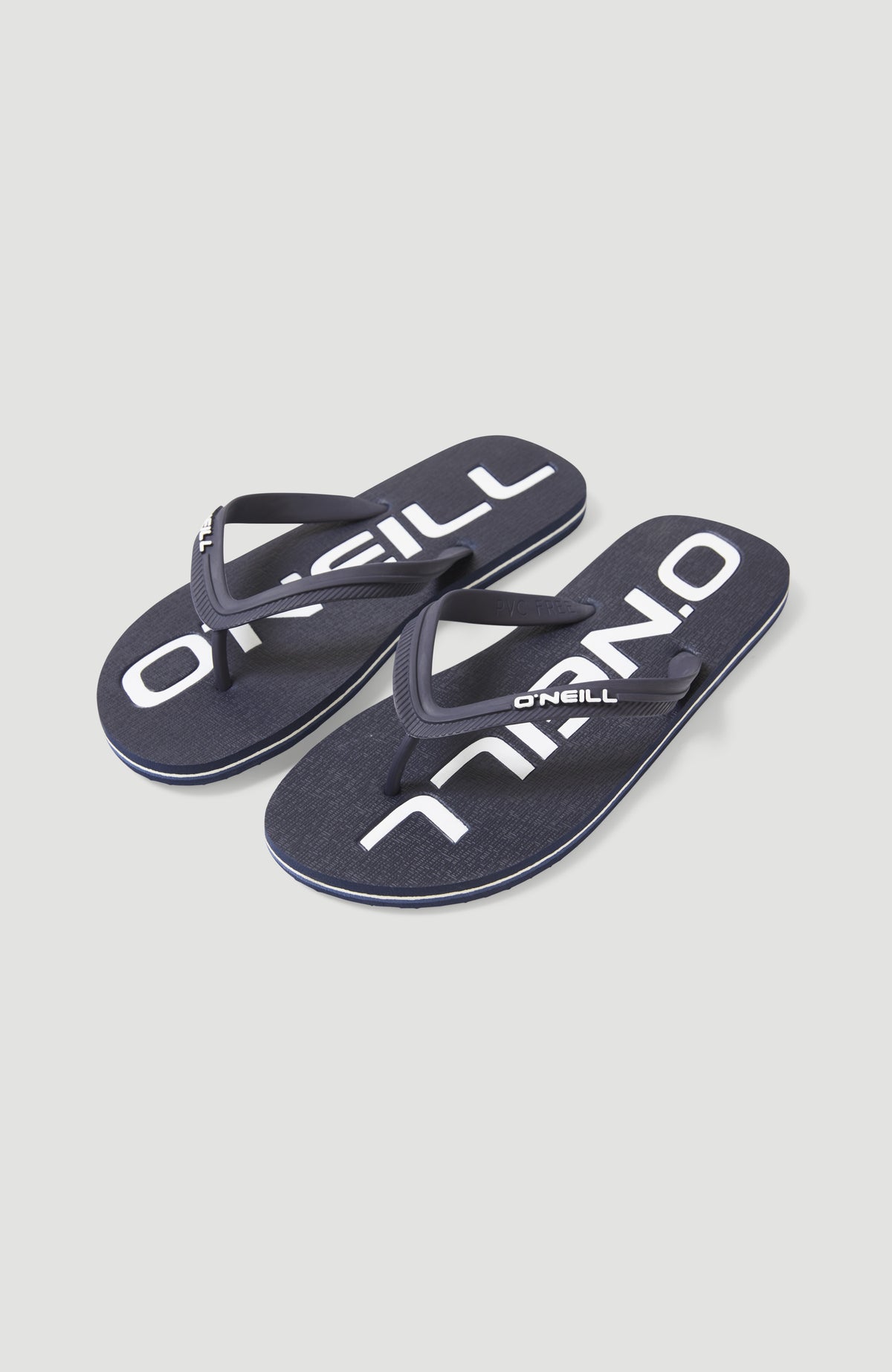 O'Neill Profile Logo Sandalen für Herren, blau mit Logo-Print in Weiß, freigestellt von schräg oben