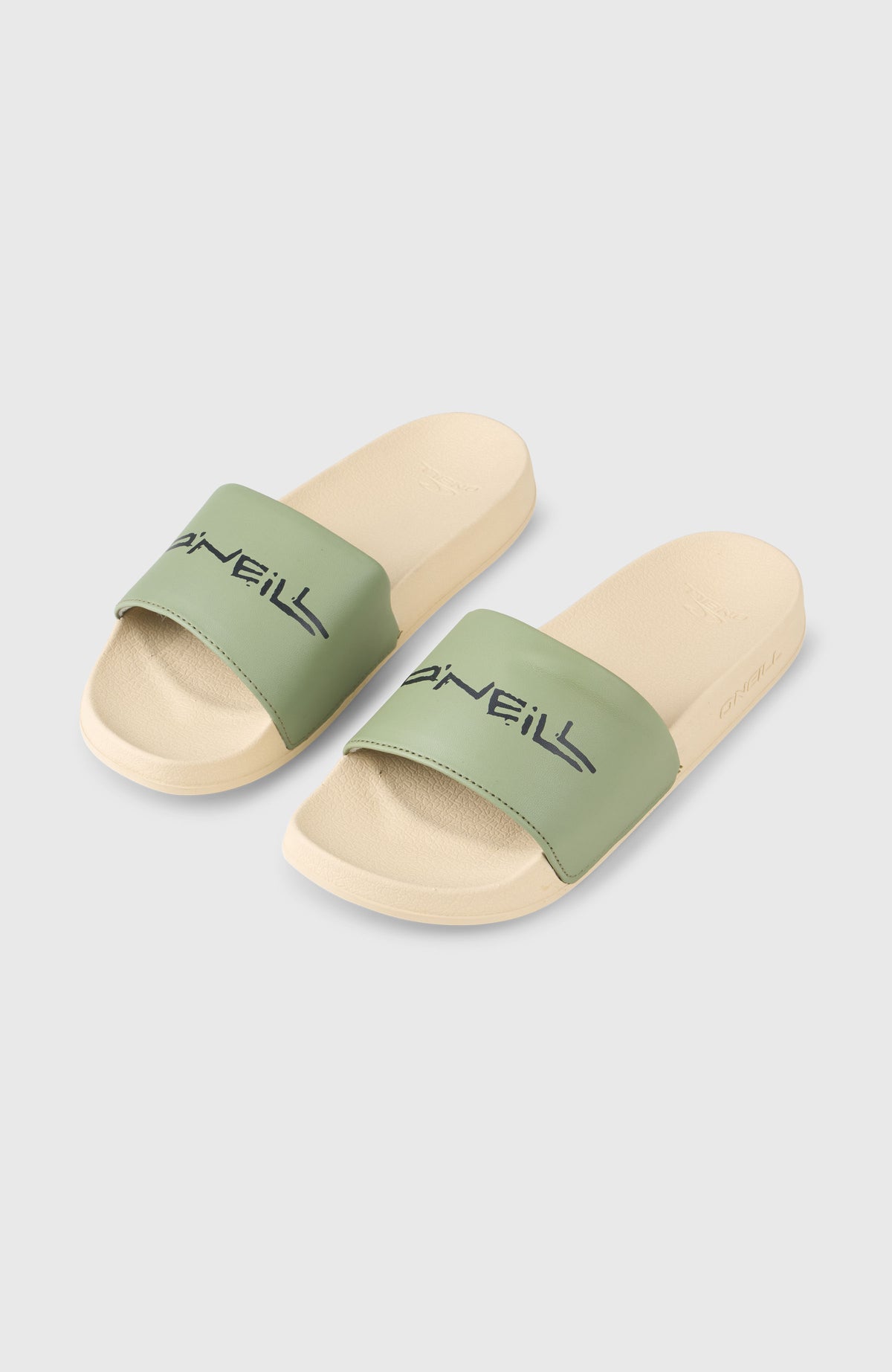 O'Neill Summer Must-Have Slides für Herren, grün, Paar freigestellt von schräg oben