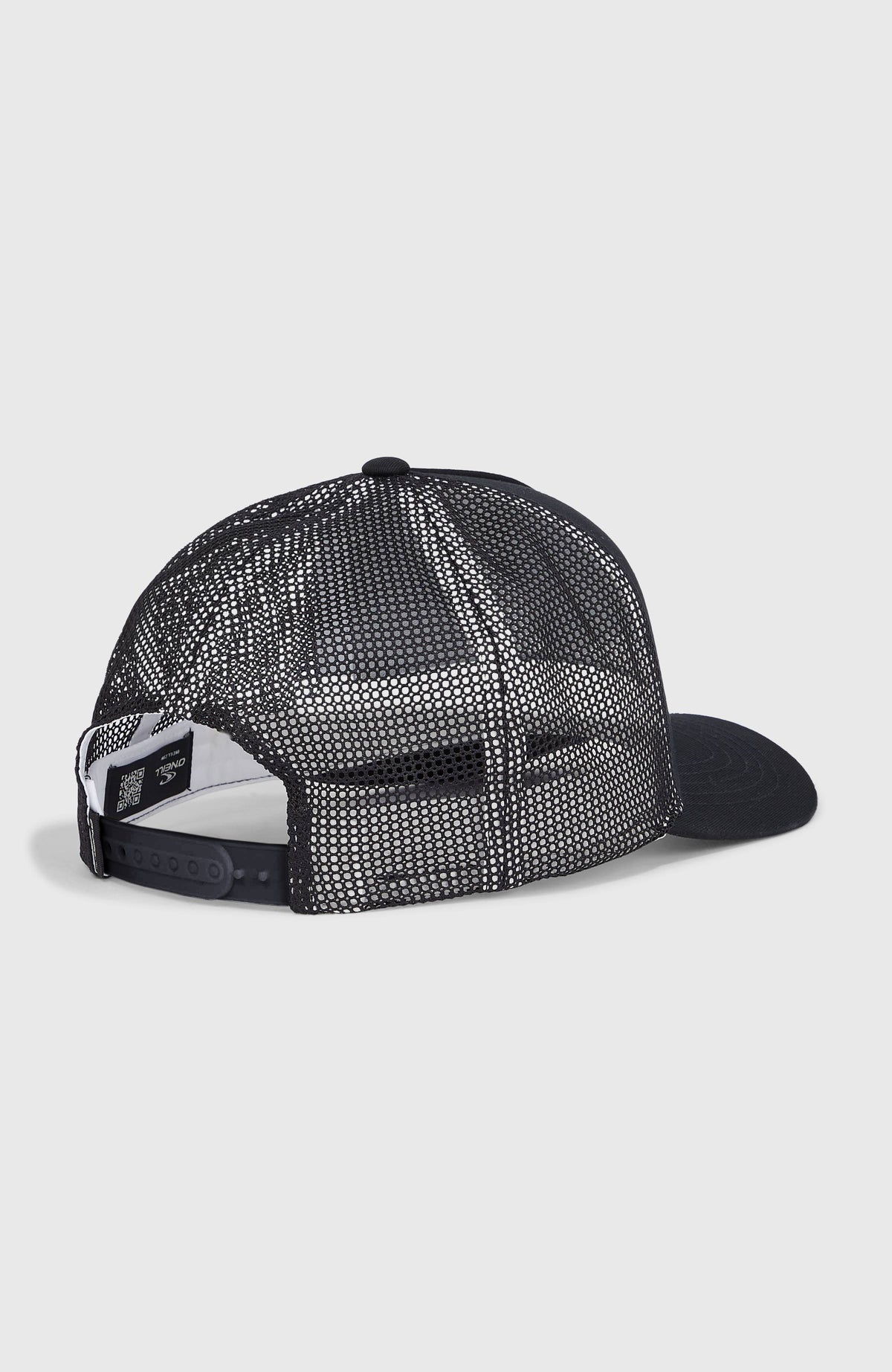Trucker Cap für Herren, schwarz, freigestellt von hinten mit Snapback-Verschluss