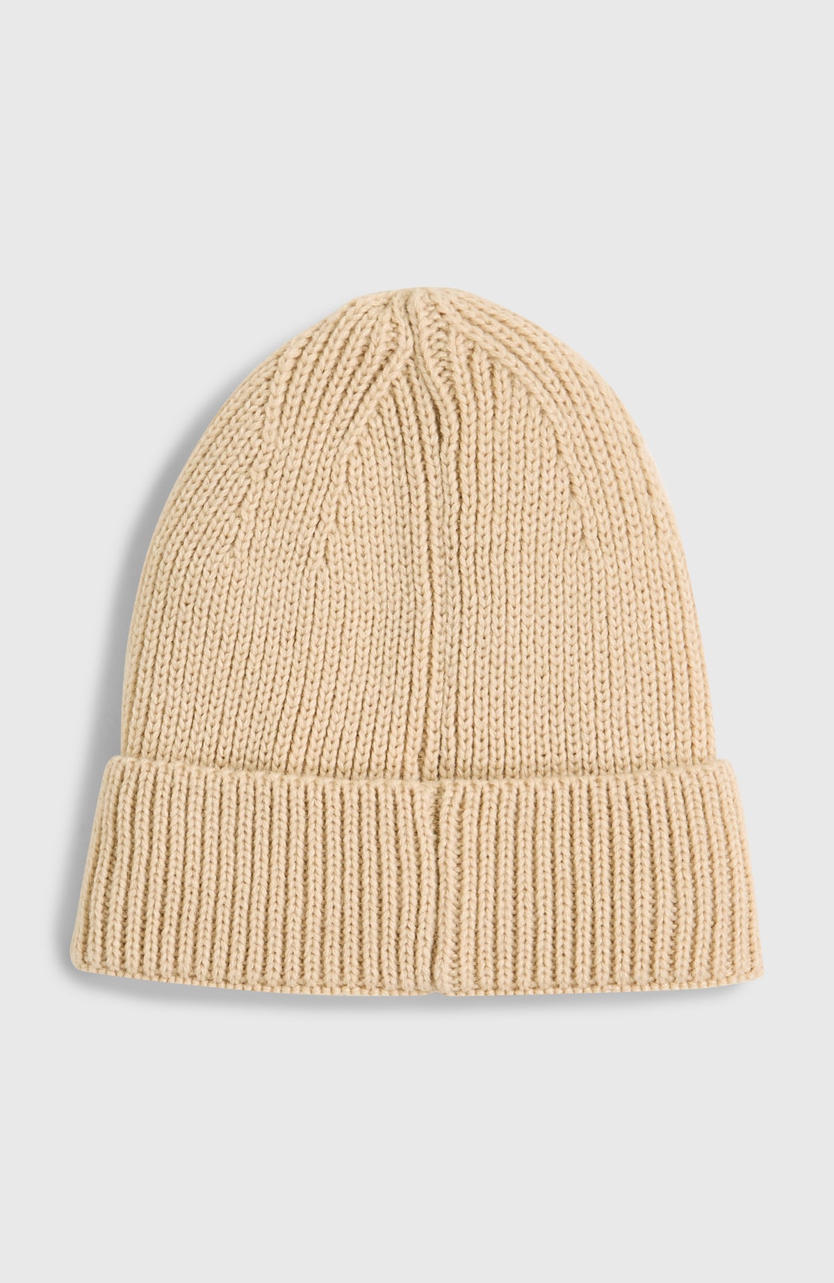 Bouncer Beanie für Herren, beige, Rückansicht mit Umschlag und Mittelnaht