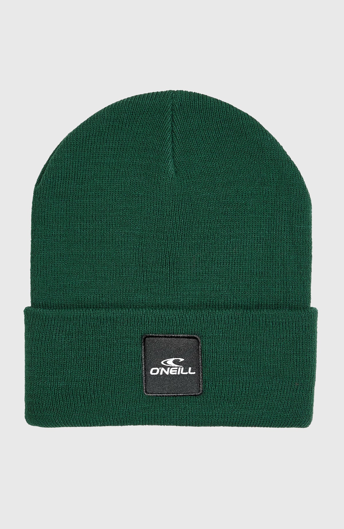 O'Neill Snow Beanie für Herren, grün, Vorderansicht mit Logo-Patch am breiten Umschlag