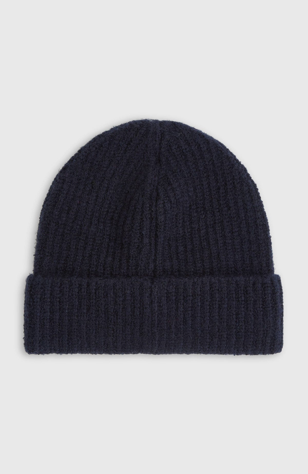 O'Riginals Beanie für Herren, blau, freigestellt von hinten, Rückansicht mit geripptem Umschlag