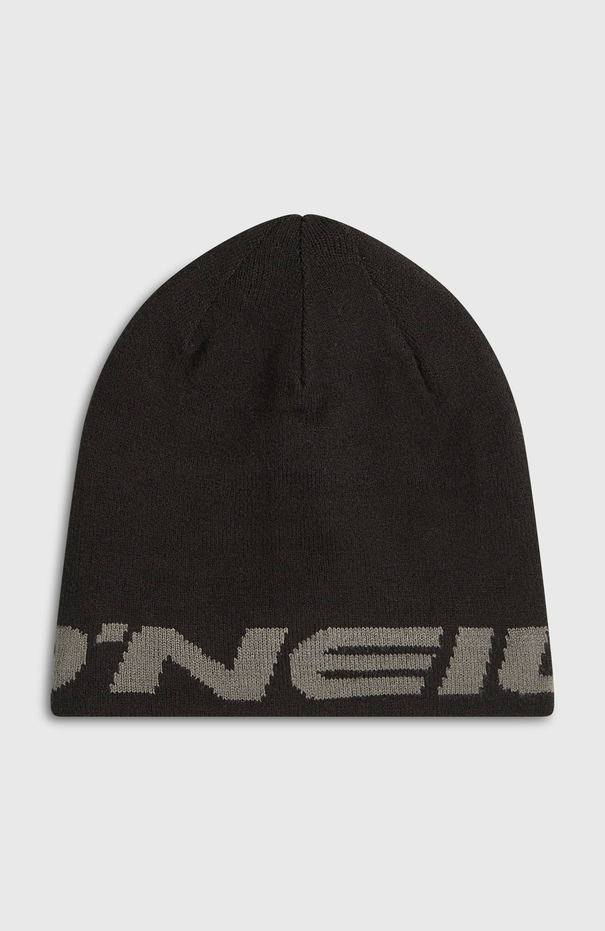 O'Neill FWC'Peak Fire Beanie für Herren, schwarz mit Logo-Schriftzug in Grau, Vorderansicht