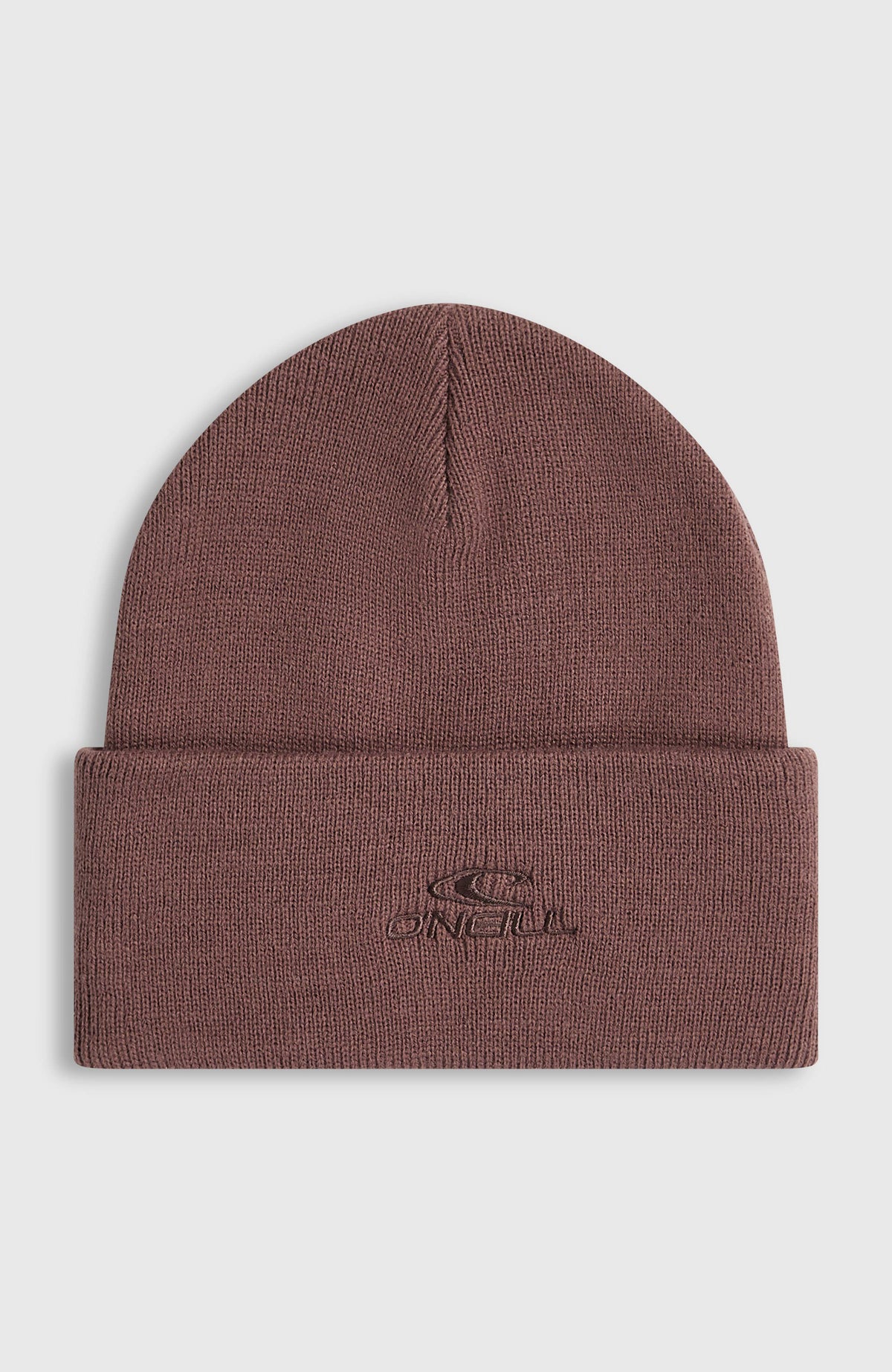 O'Neill Logo Beanie für Herren, lila, freigestellt von vorne, mit Logostickerei auf dem Umschlag