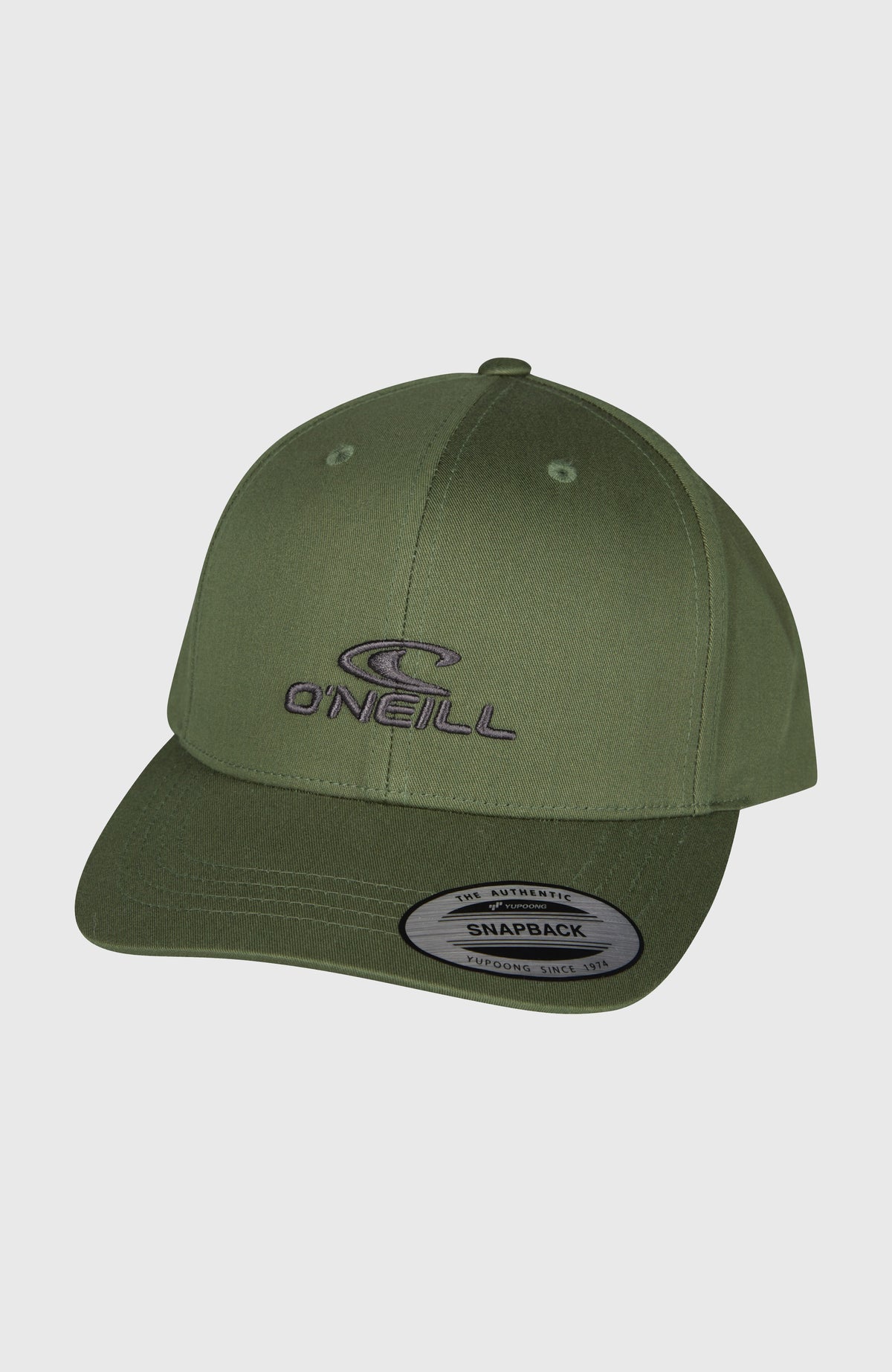 O'Neill Logo Wave Cap für Herren, grün, freigestellt von schräg vorne mit Logo-Stickerei
