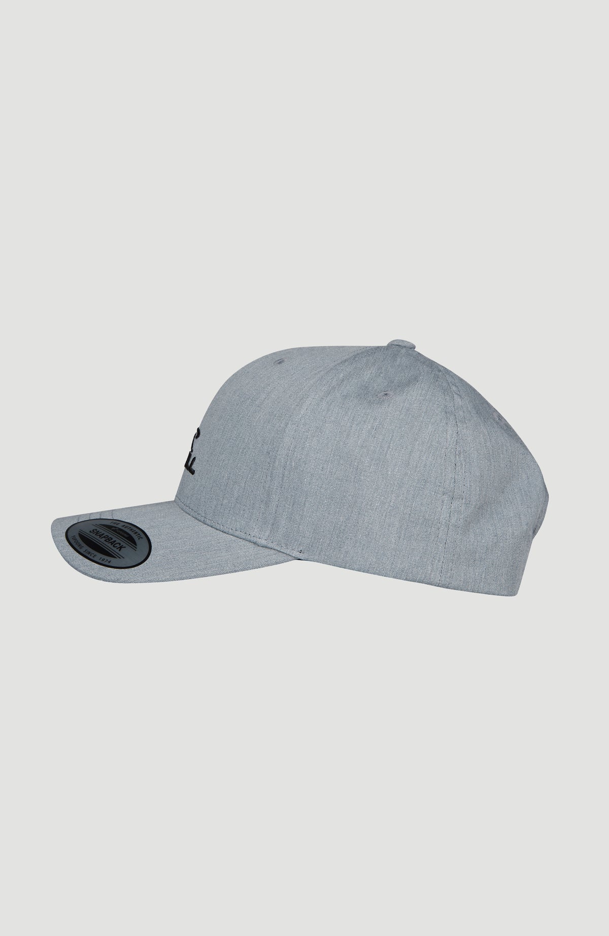 O'Neill Logo Wave Cap für Herren, grau, freigestellt in der Seitenansicht mit Schirm