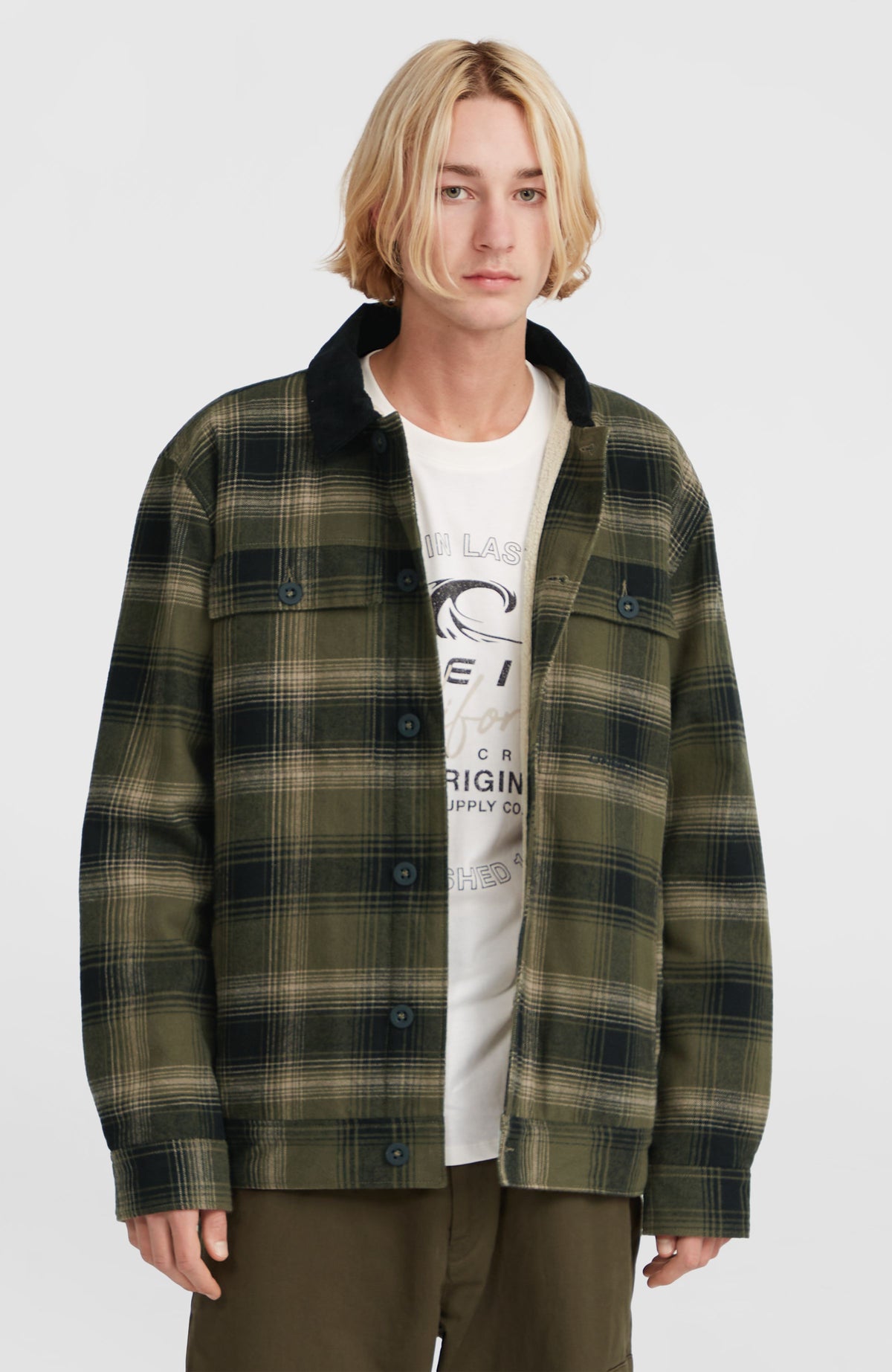 Jacke mit Fleecefutter | Green Check Small
