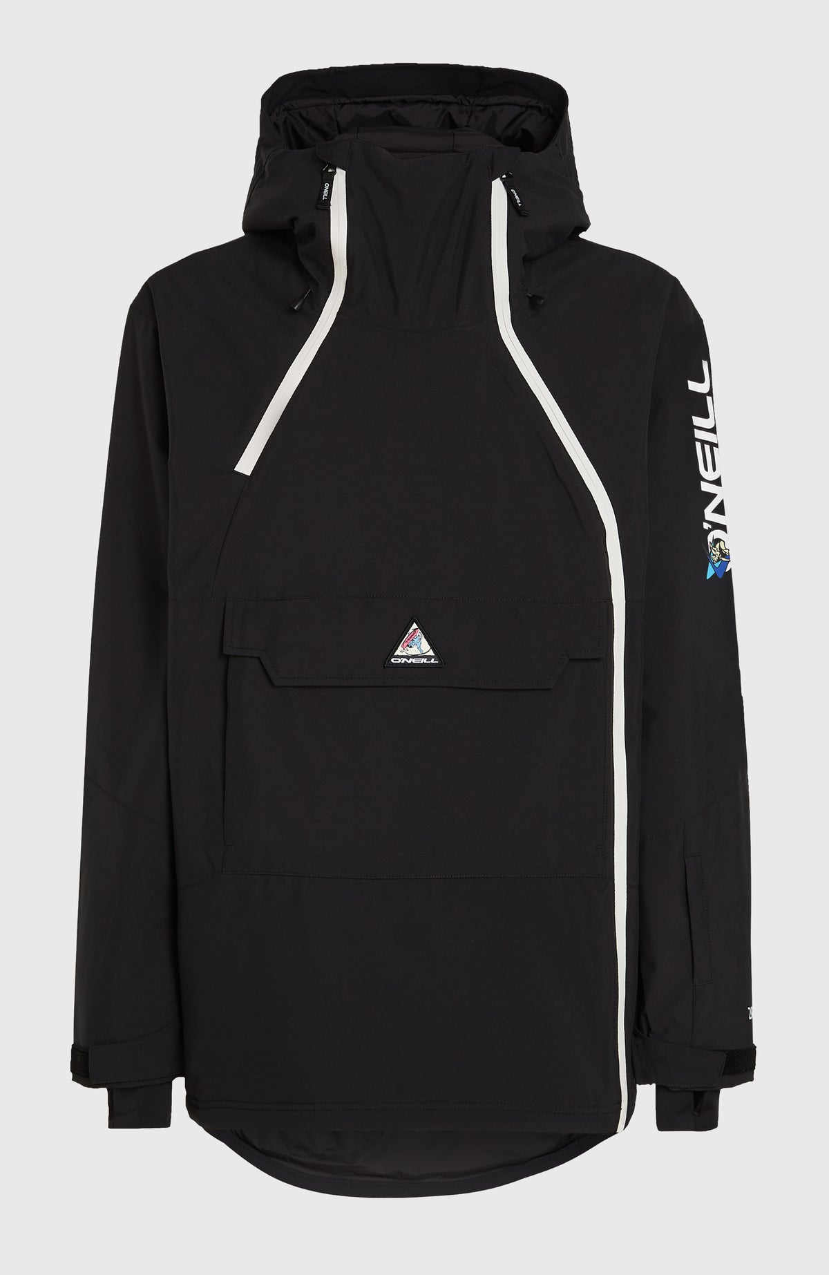 Schwarze FWC'Play Asymmetric Jacke für Herren, freigestellt von vorne mit asymmetrischem Reißverschluss