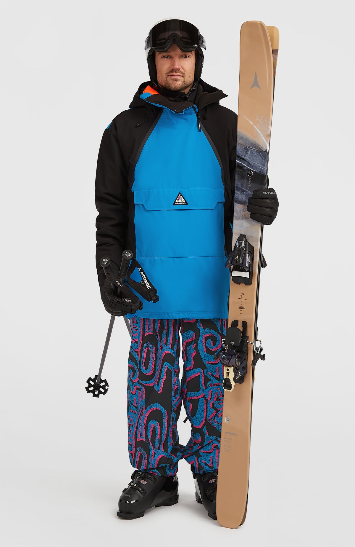 FWC'Play Asymmetric Ski- und Snowboardjacke für Herren, blau, Ganzkörperansicht getragen am Model