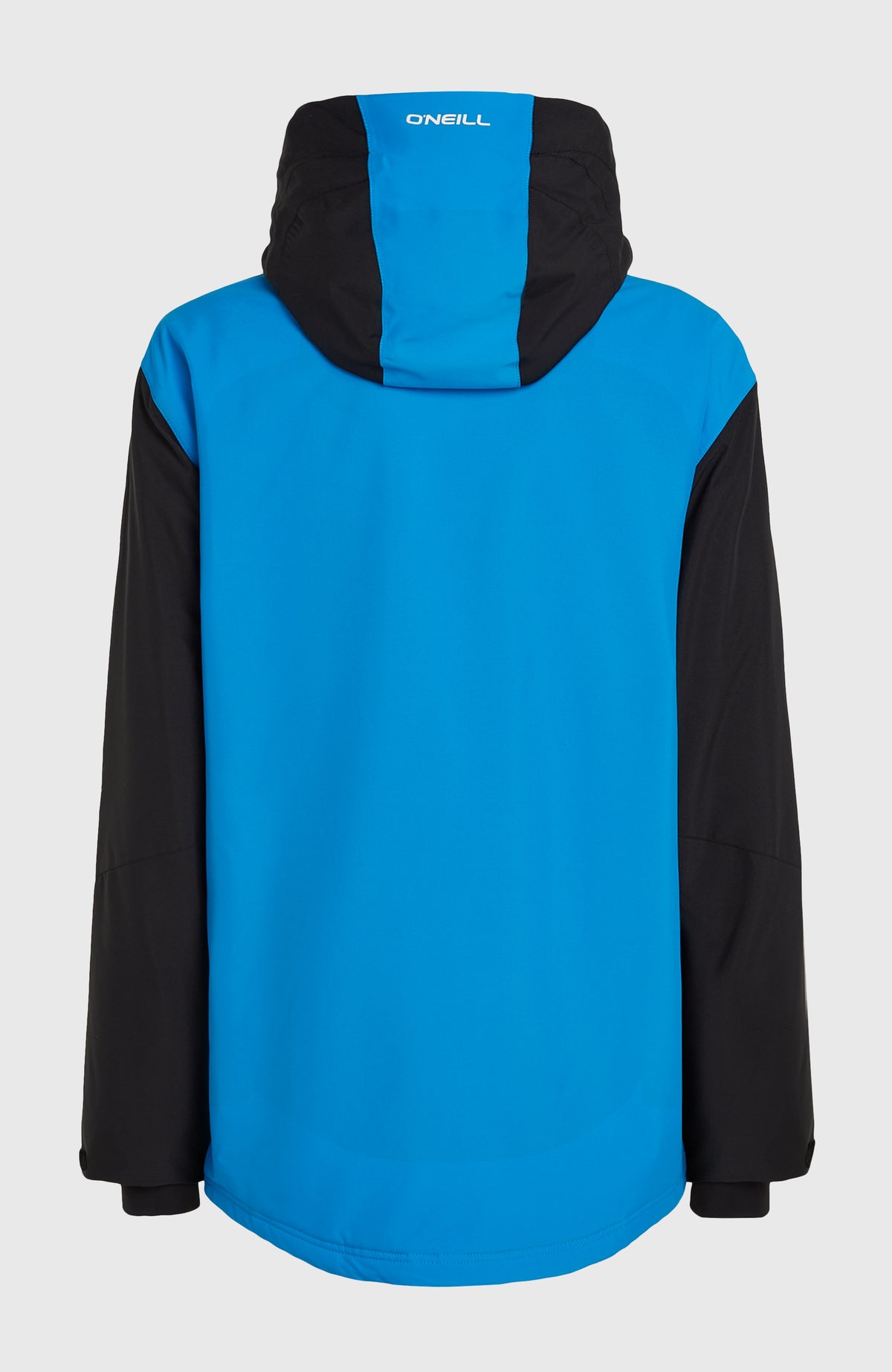 FWC'Play Asymmetric Ski- und Snowboardjacke für Herren, blau, freigestellt von hinten mit Kapuze und Logo