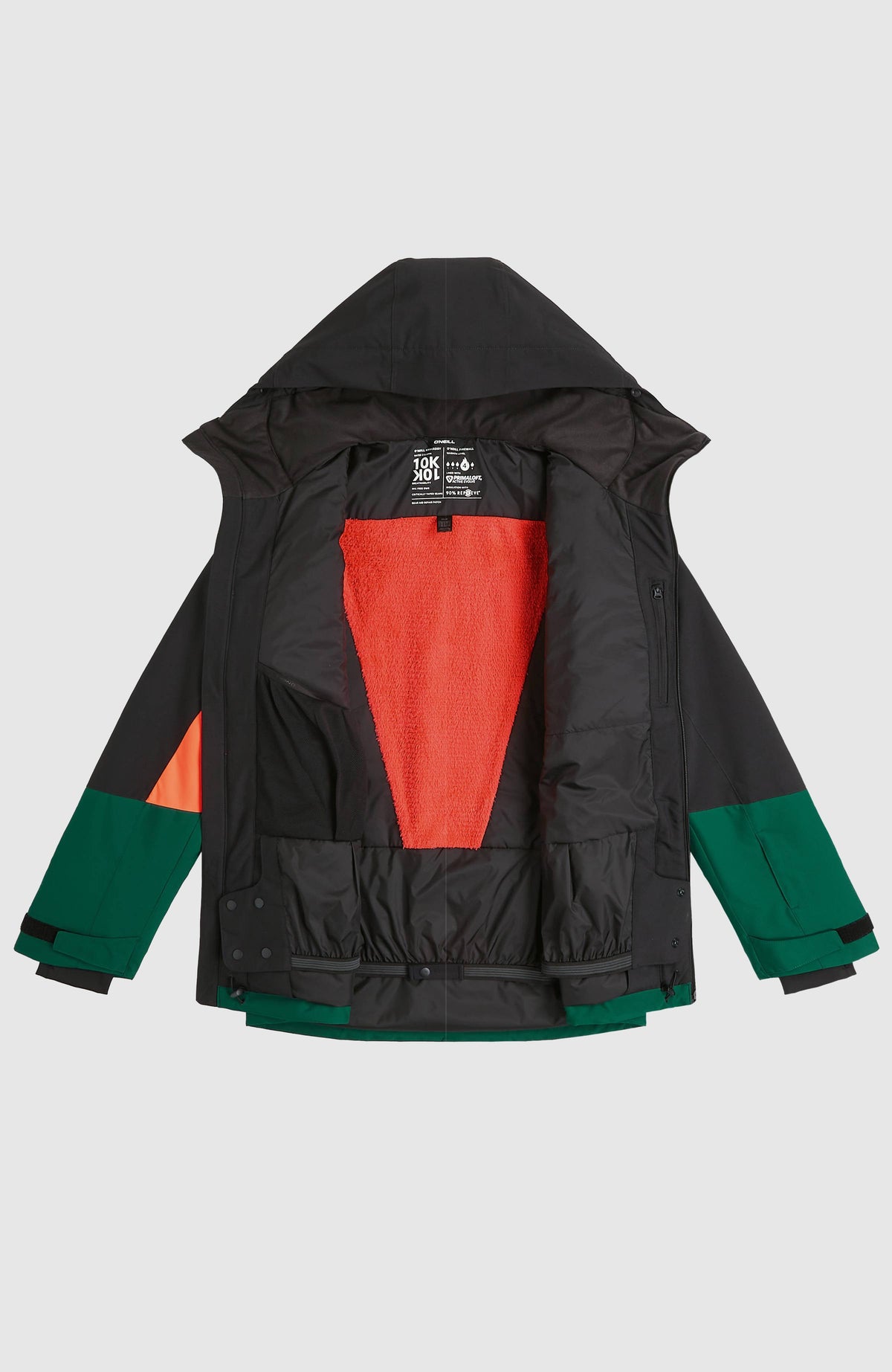 FWC'Cruz Triple Skijacke für Herren, schwarz, freigestellt mit geöffneter Front und Innenfutter