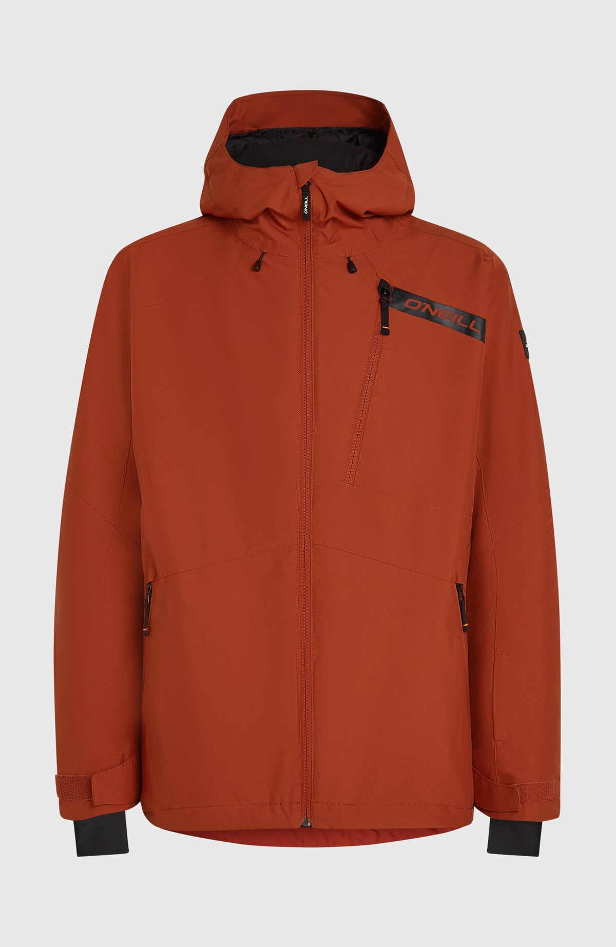 FWC'Cruz Skijacke, orange, freigestellt von vorne mit Reißverschluss und Brusttasche