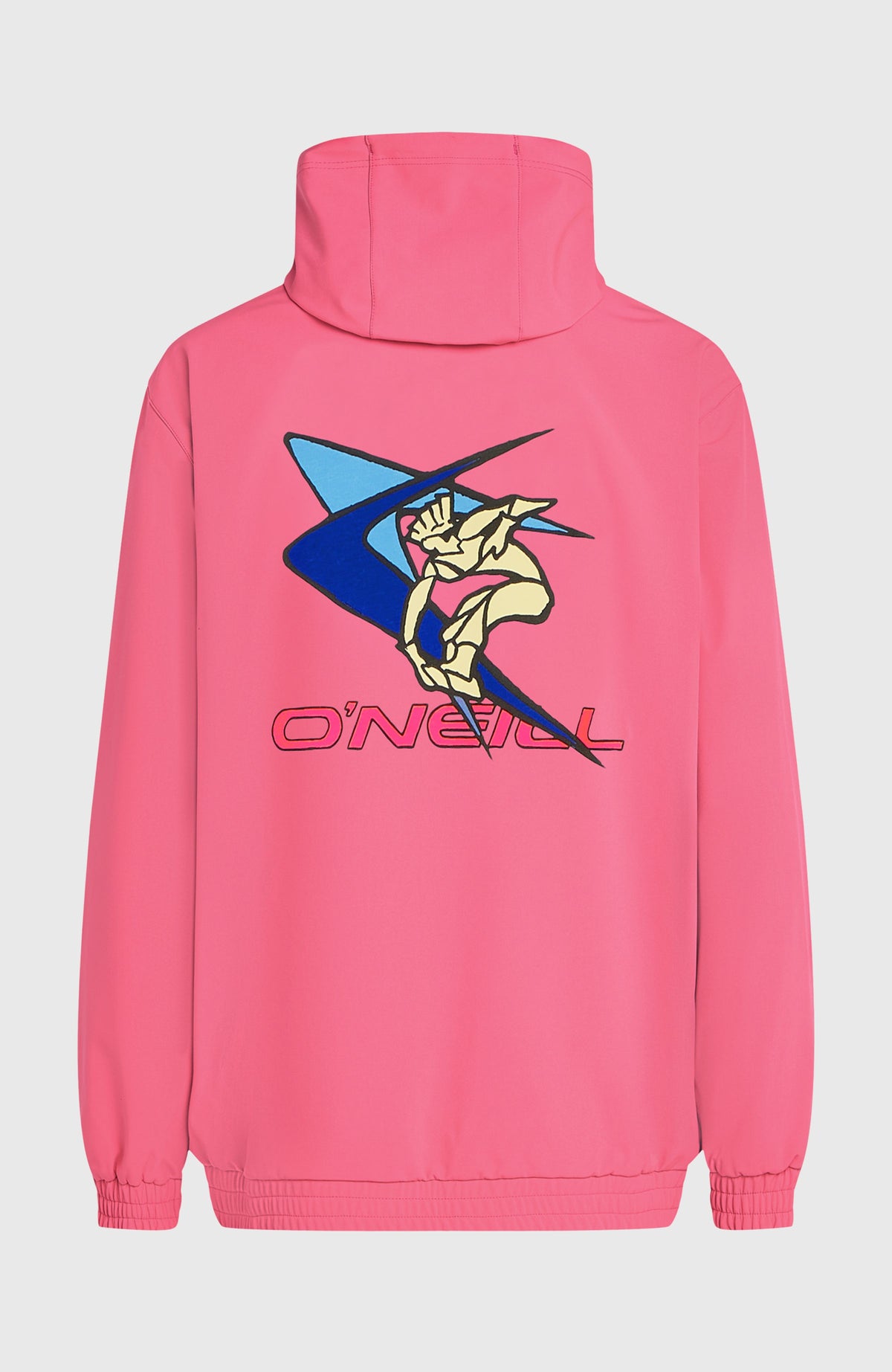 FWC'Play Softshell-Hoodie für Herren in Pink, freigestellt von hinten mit großem Logo-Print auf der Rückseite