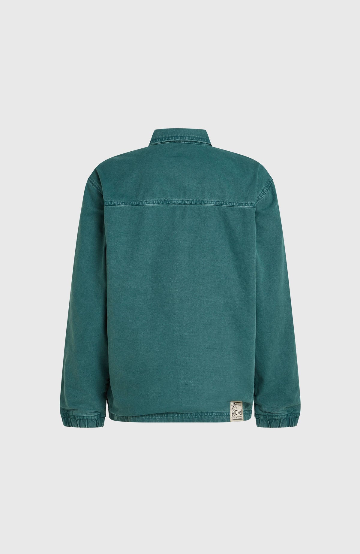 O'Riginals Jacke für Herren, grün, freigestellt von hinten mit Steppnaht und Logo-Etikett am Saum