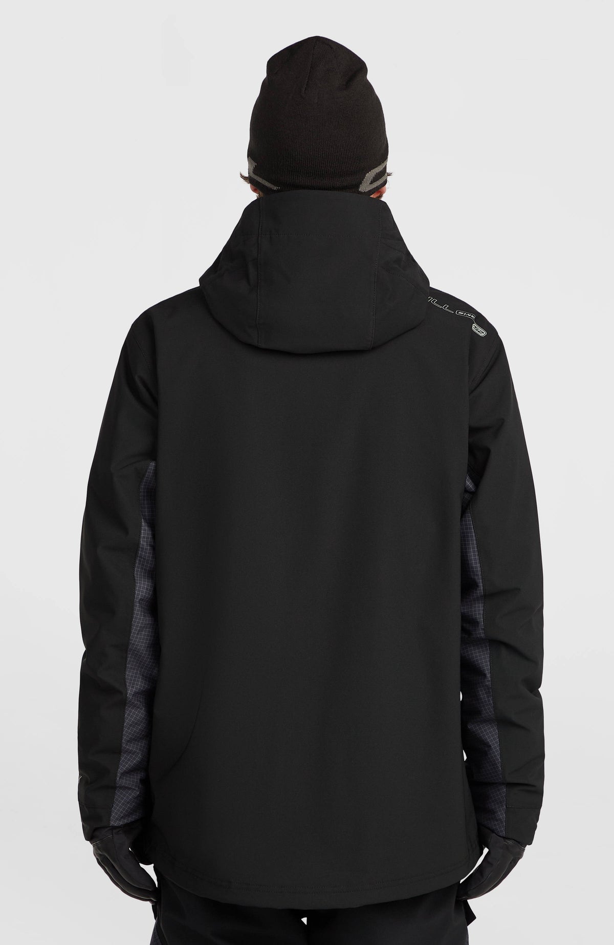 FWC'Peak Pro Skijacke für Herren, schwarz, Rückansicht am Model mit Kapuze