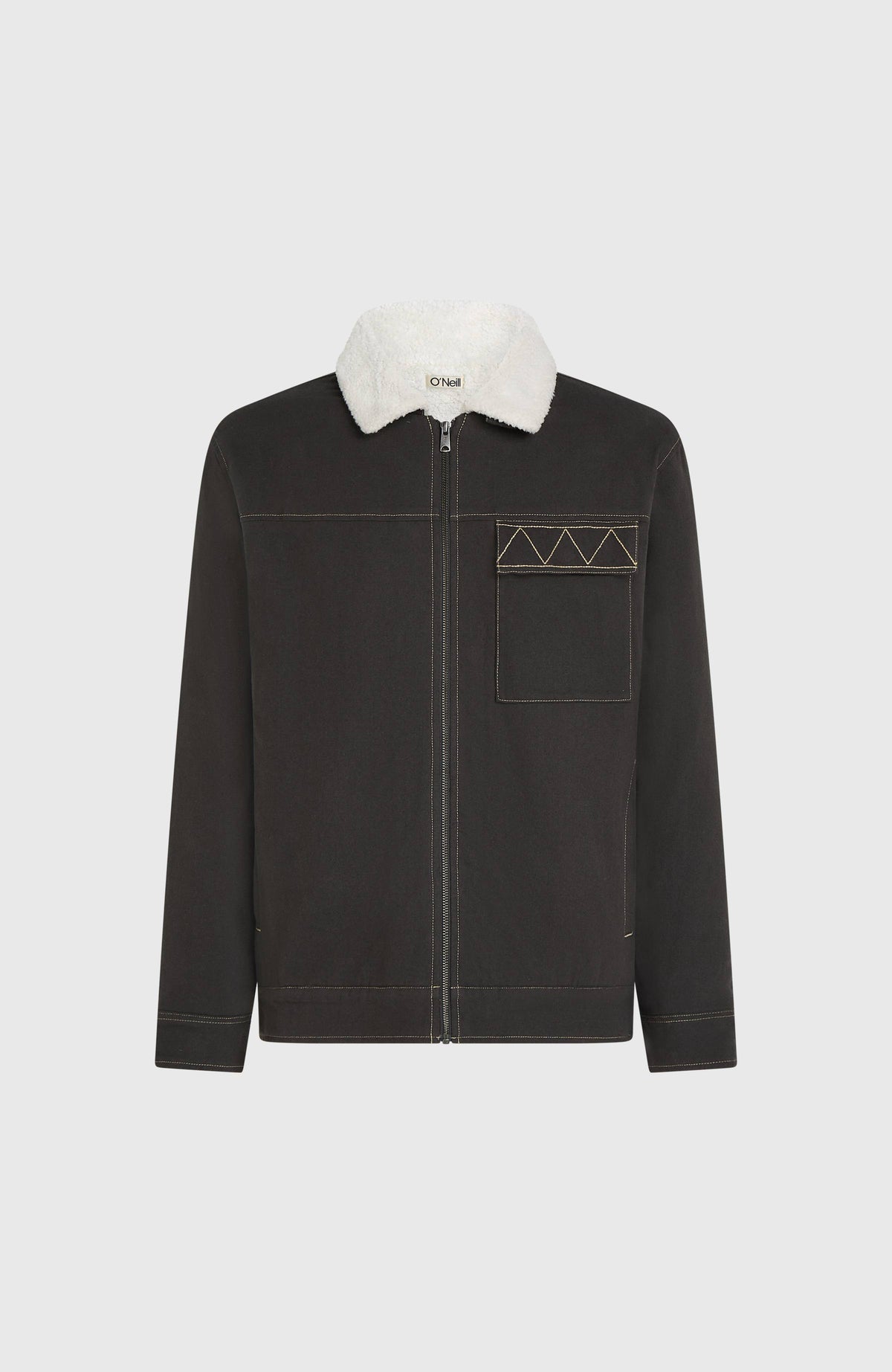 Graue Jacke O'RIGINALS FLEECE LINED JACKET für Herren, freigestellt von vorne mit Reißverschluss