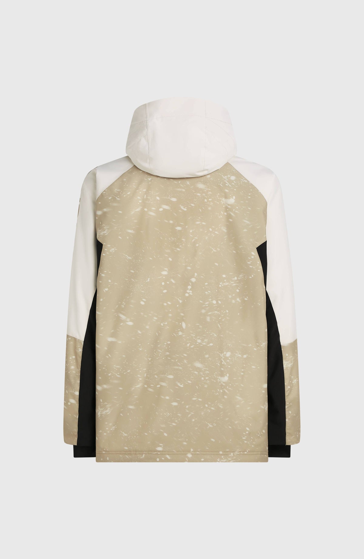 FWC'Cruz Mean Machine Skijacke für Herren, beige mit Sprenkelmuster in Weiß, freigestellt von hinten