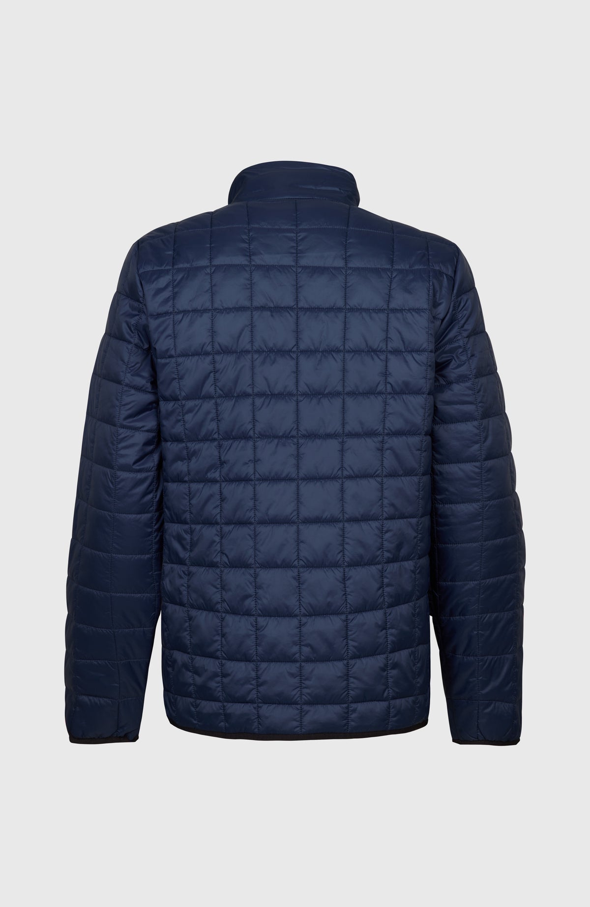 Must-Have Isolationsjacke für Herren, blau, freigestellt von hinten mit gesteppter Rückenpartie und Stehkragen