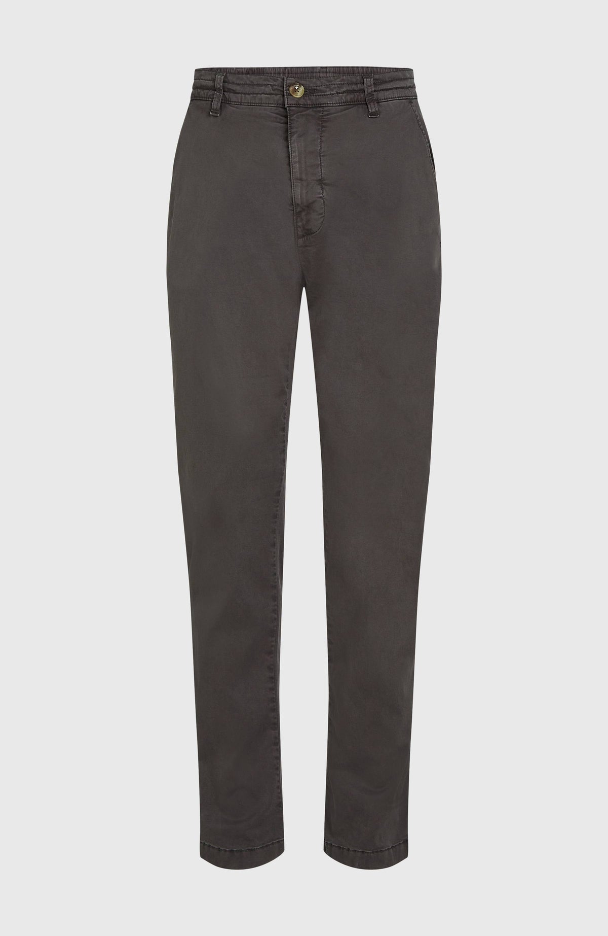 Essentials Chino-Hose für Herren, grau, freigestellt von vorne mit Bund und Gürtelschlaufen