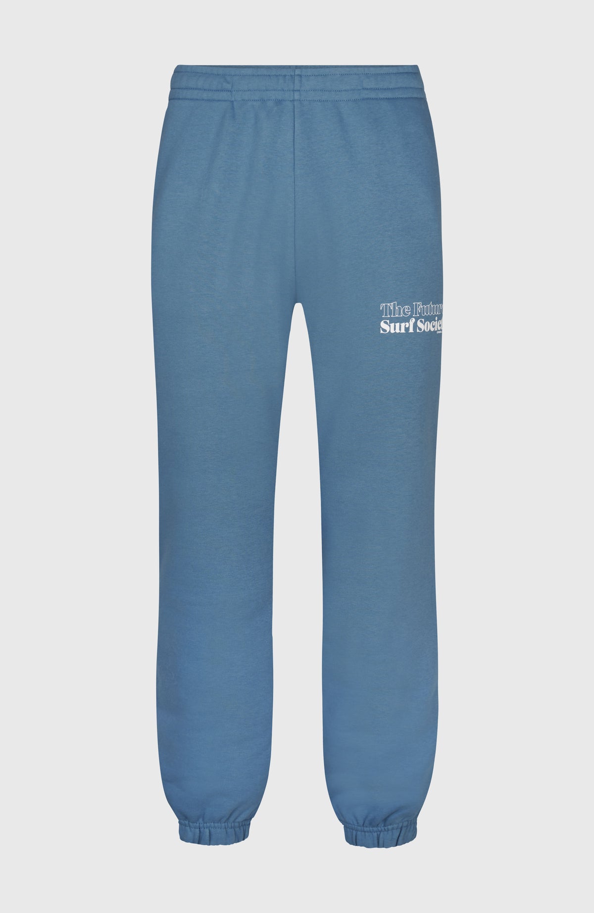 O'Neill Future Surf Society Jogginghose für Herren, blau mit Logo-Print in Weiß, flach liegend von vorne