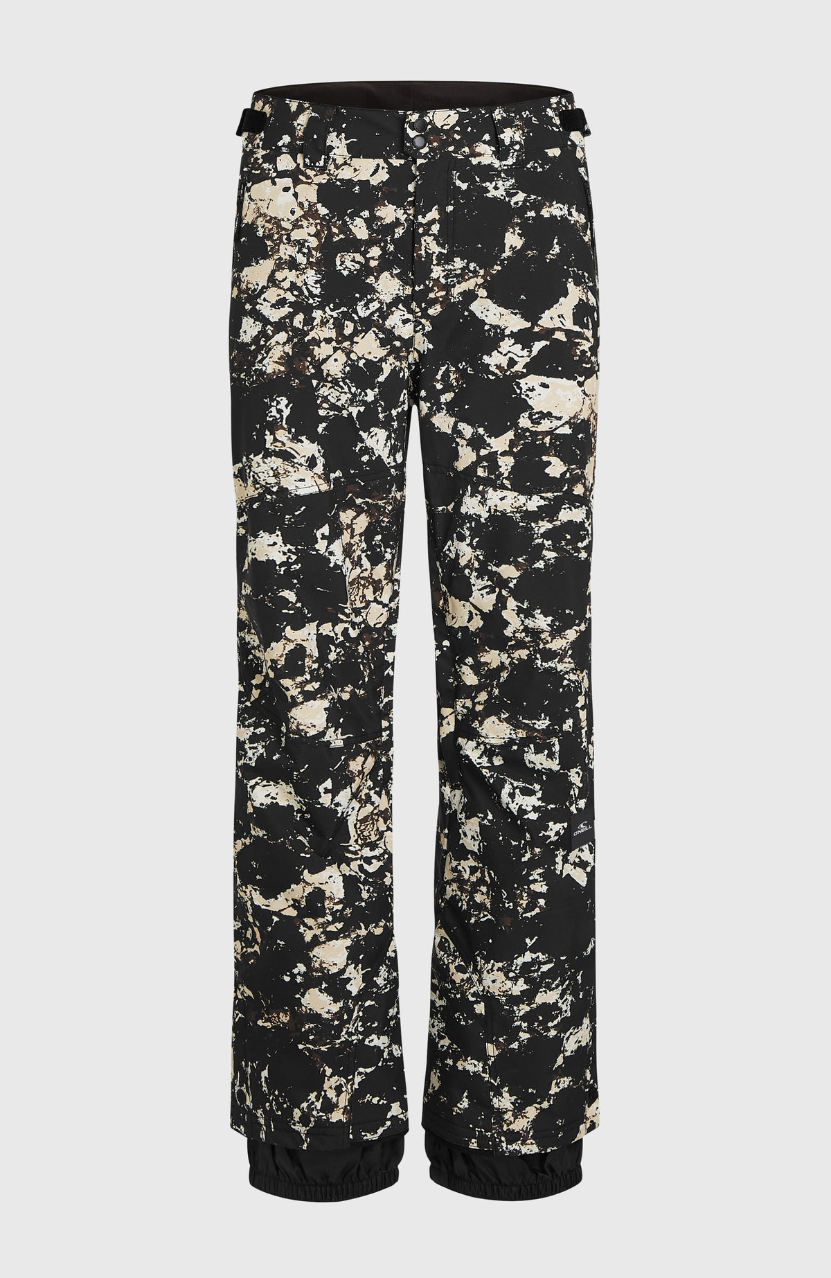 FWC'Cruz Skihose für Herren, schwarz mit Allover-Muster in Beige, freigestellt von vorne
