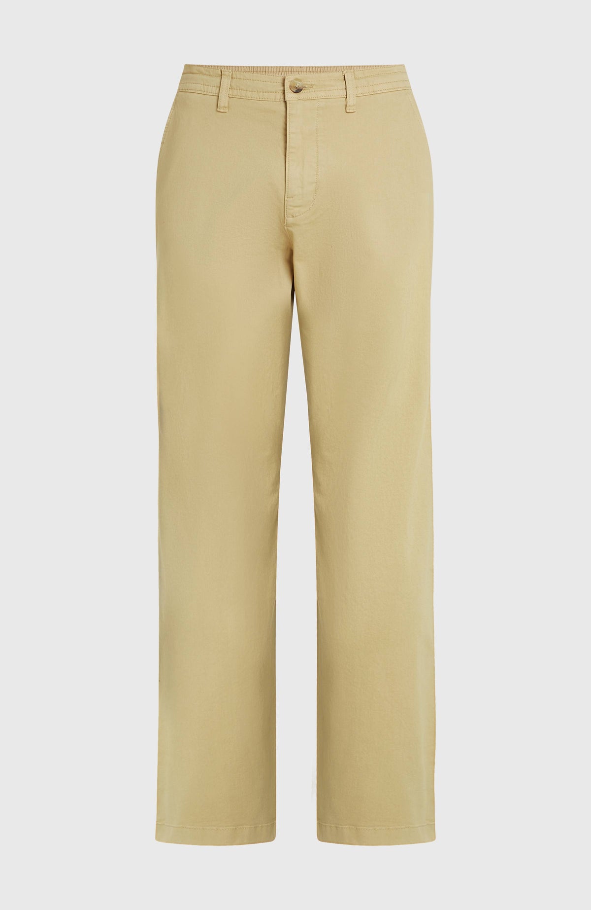 Essentials Chino-Hose für Herren, beige, flach liegend von vorne, Bund mit Knopfverschluss