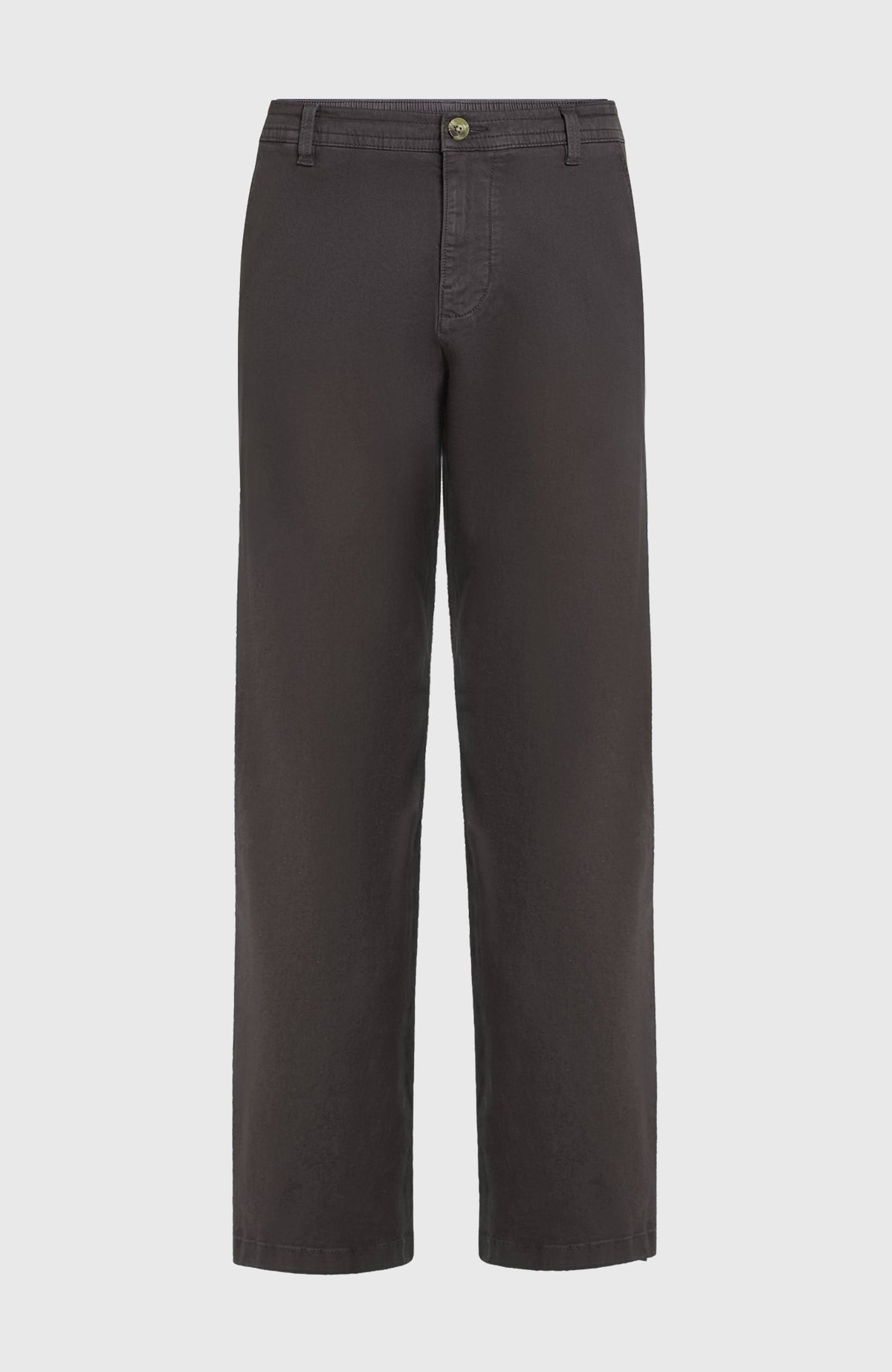 Essentials Chino-Hose für Herren, grau, freigestellt von vorne mit elastischem Bund und Verschlussknopf