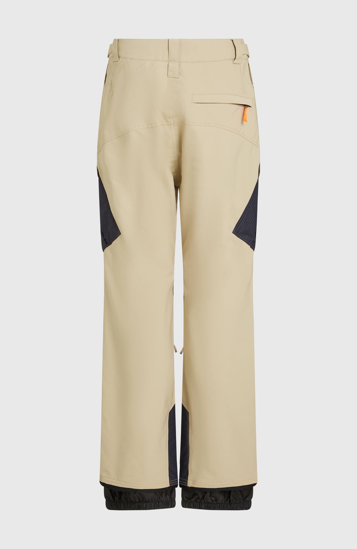 FWC'Peak Cargo-Skihose für Herren, beige, freigestellt von hinten mit Reißverschlusstasche