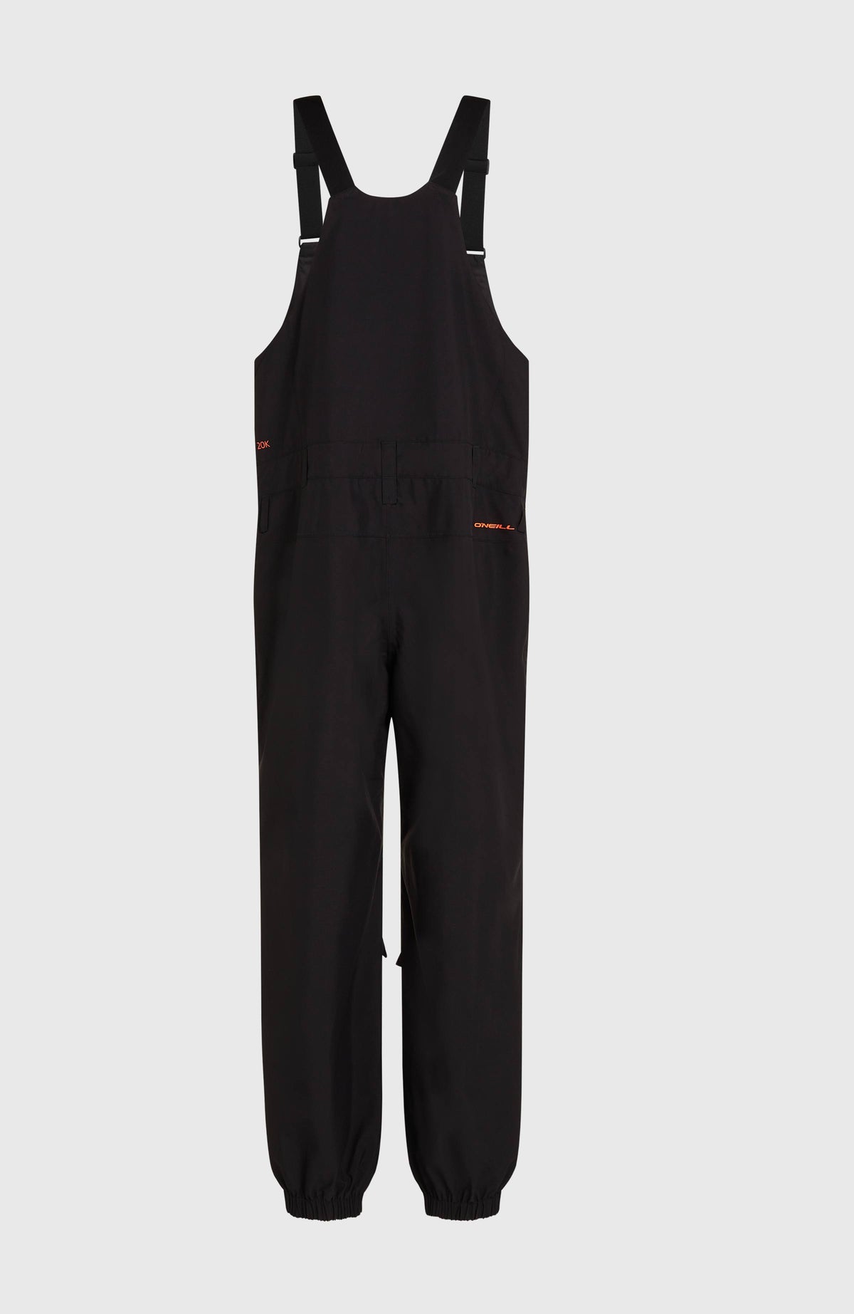 Schwarze FWC Crusher Skihose für Herren, freigestellt von hinten, Rückansicht mit Trägern