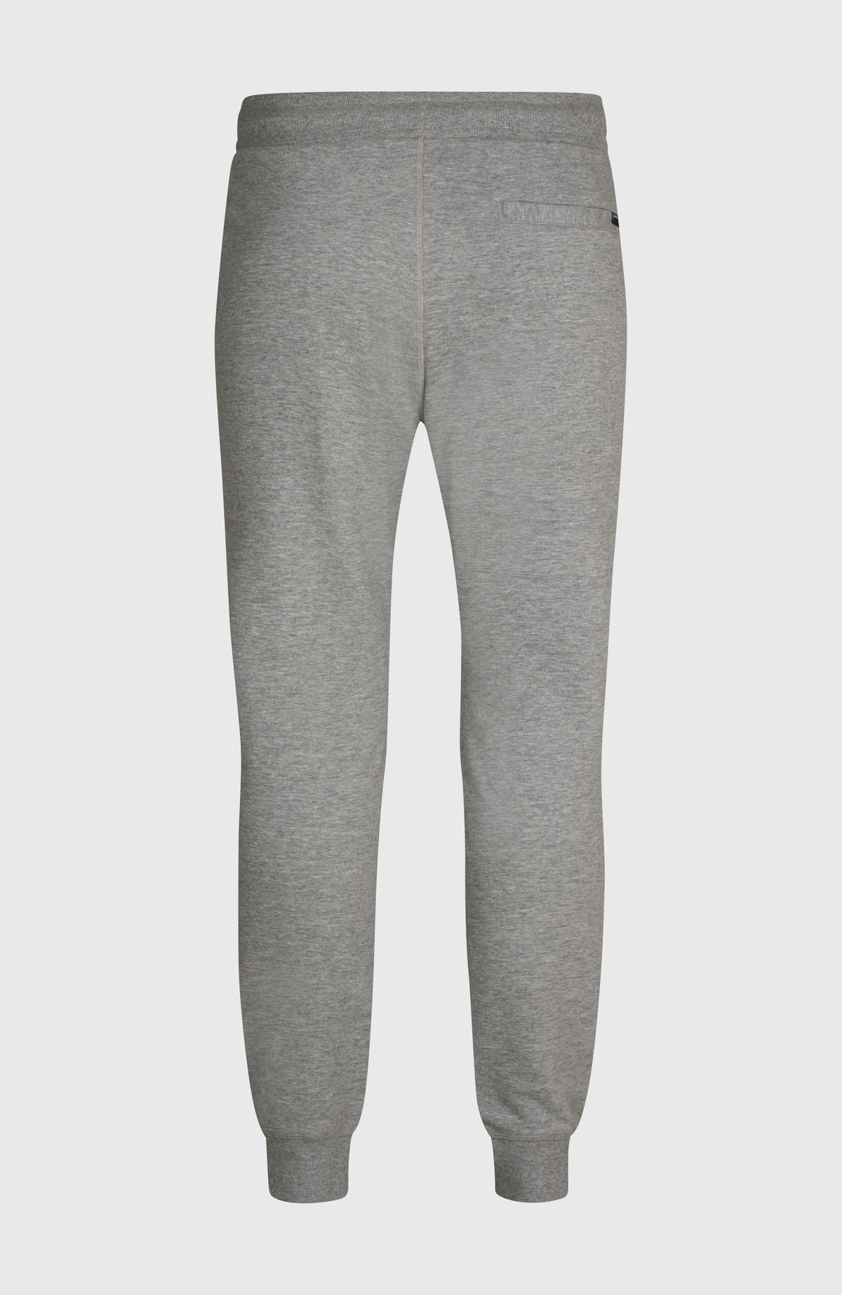 CALI SWEATPANTS für Herren, grau mit Logo-Print in Blau und Orange, flach liegend von hinten, Gesäßtasche