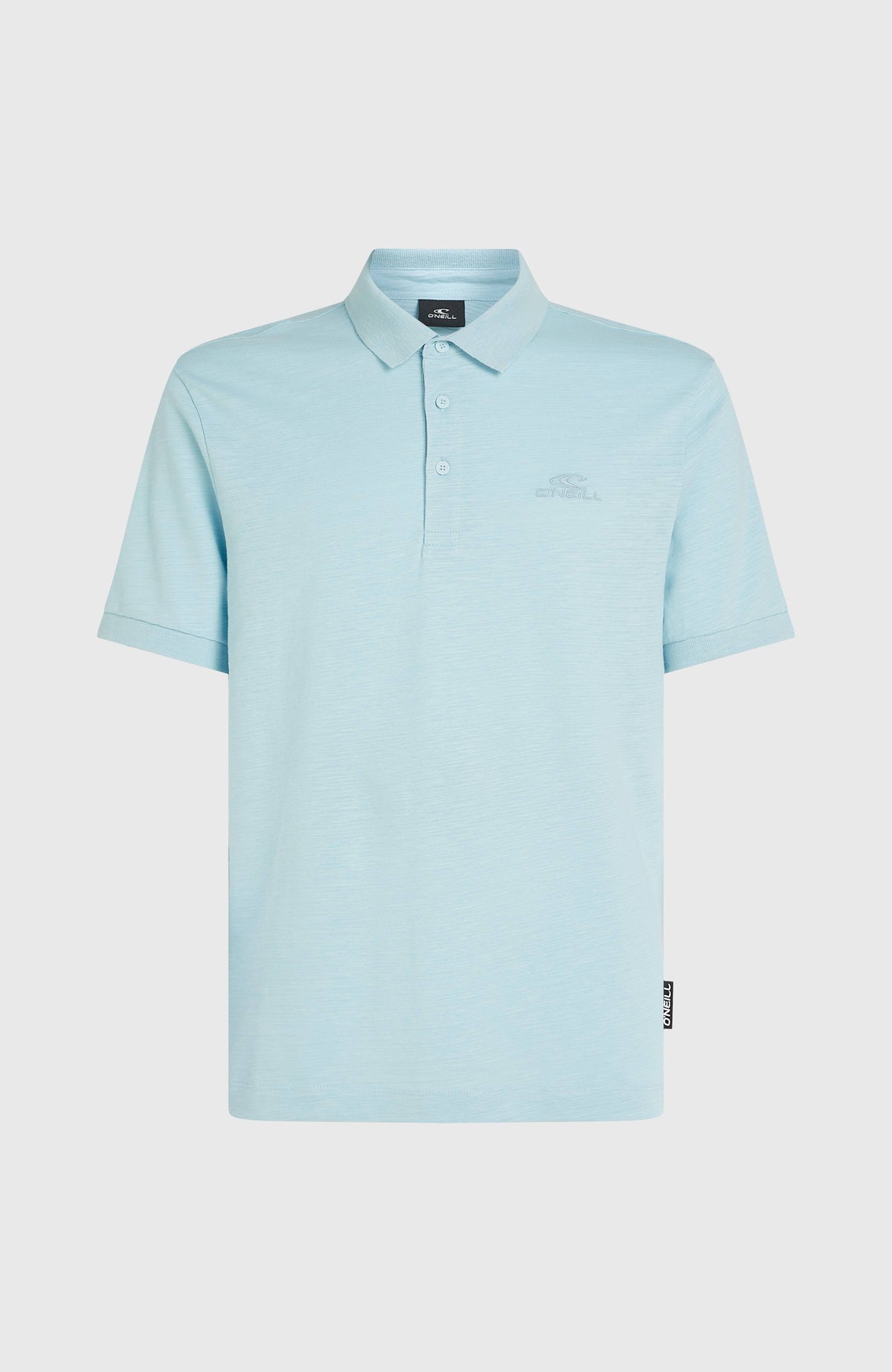 Slub Small Logo Poloshirt für Herren, blau, freigestellt von vorne mit Knopfleiste und Kragen