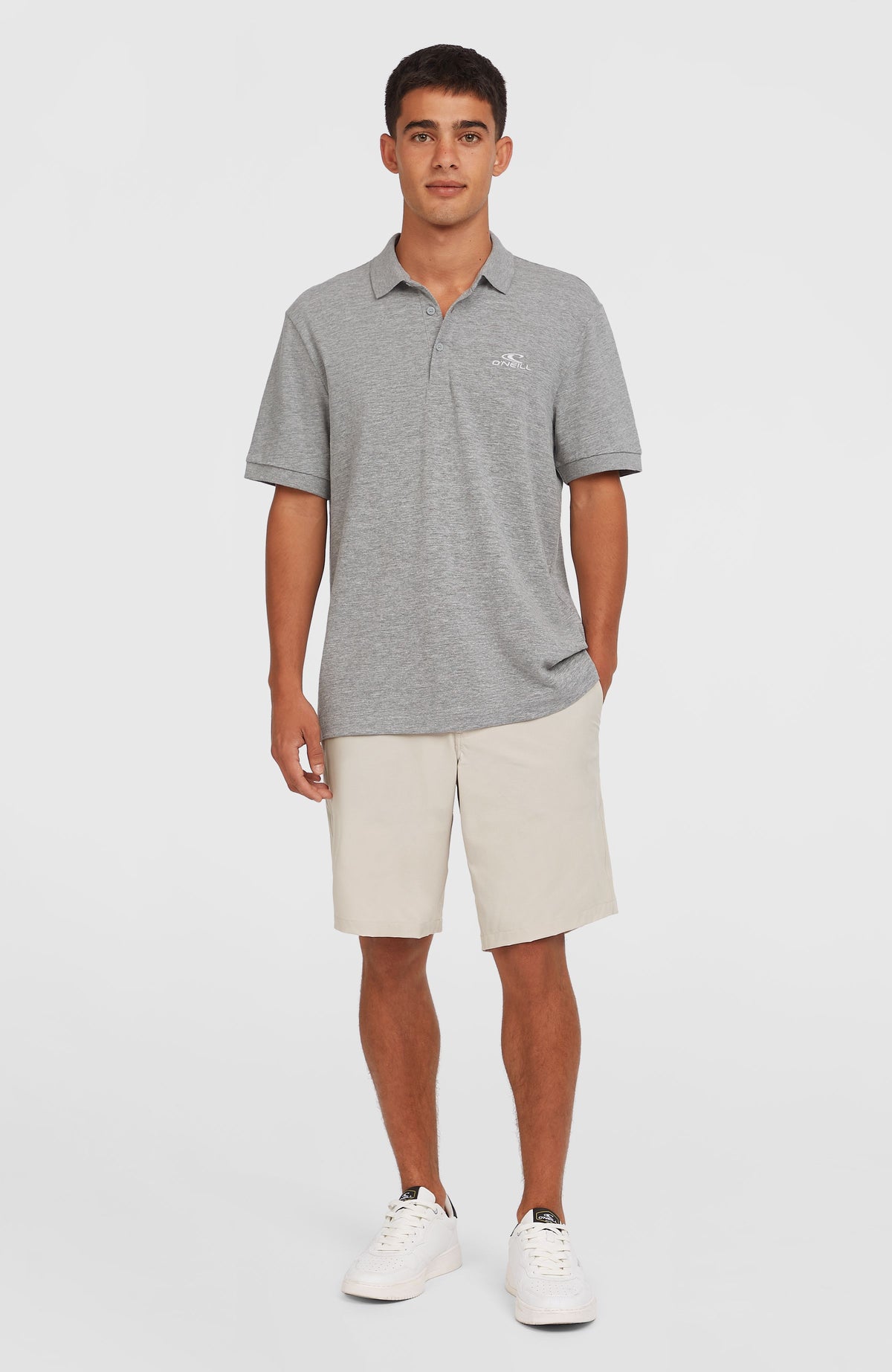 Slub Small Logo Poloshirt | Silver Melee