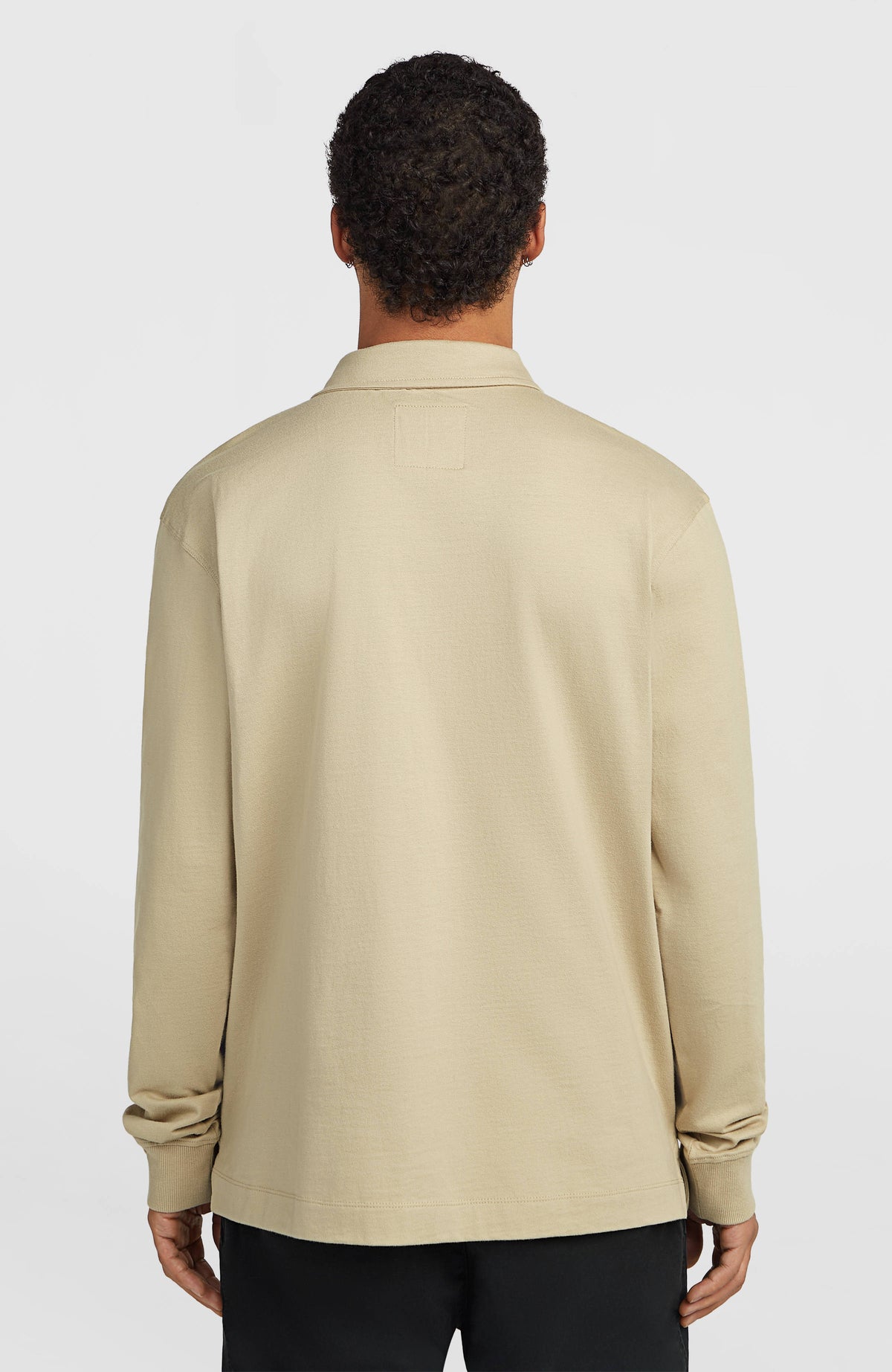 O'Riginals Langarm-Poloshirt für Herren, beige, Rückansicht am Model