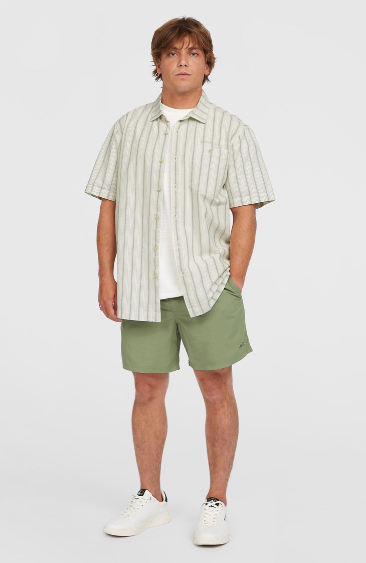 Jacquard Stripe Hemd | Beige Cali Stripe