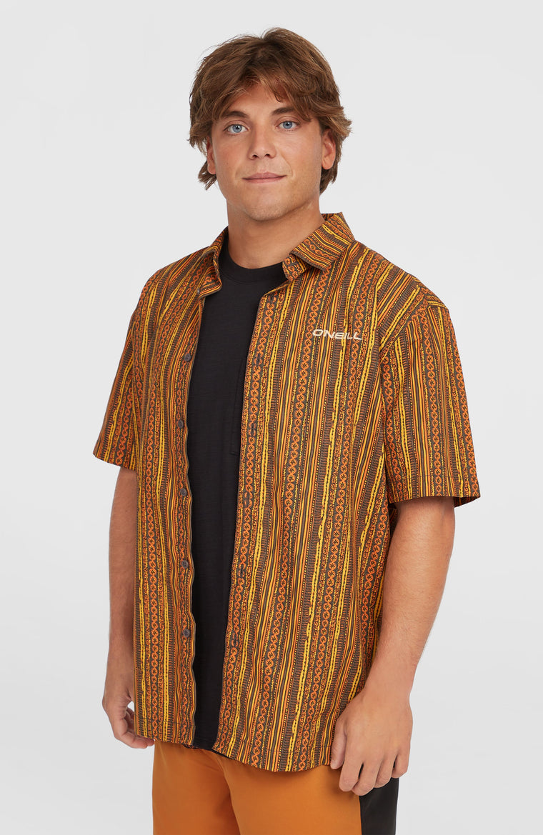 Print-Shirt | Orange Pressed Lines Print-Shirt | Orange Pressed Lines