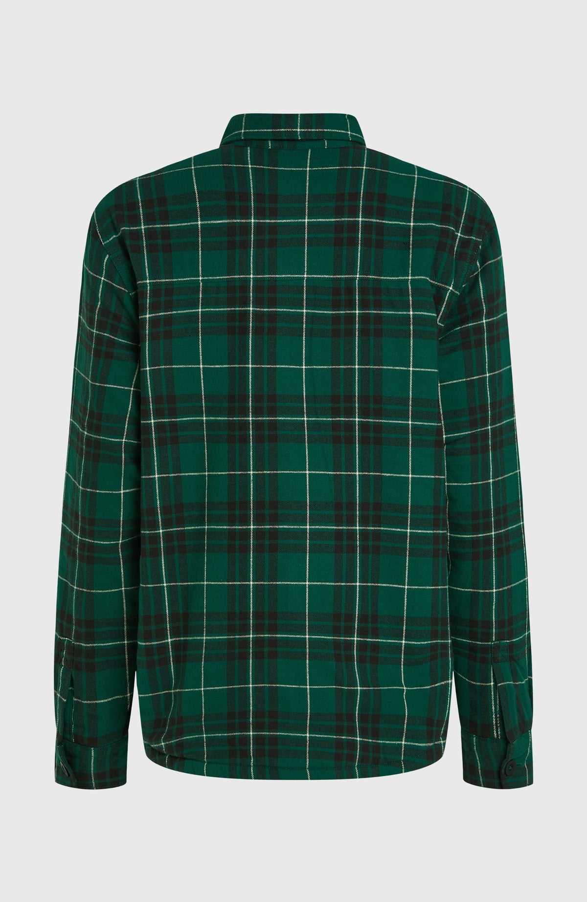 Must-Have Hemd mit Fleecefutter für Herren, grün mit Karomuster in Schwarz und Weiß, freigestellt von hinten