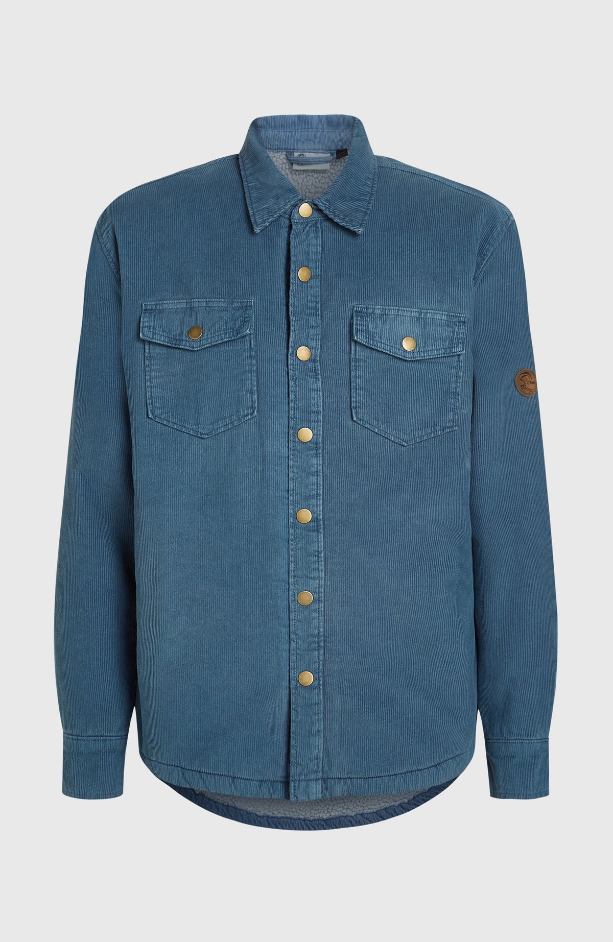 O'Riginals Cord-Overshirt für Herren, blau, freigestellt von vorne mit zwei Brusttaschen