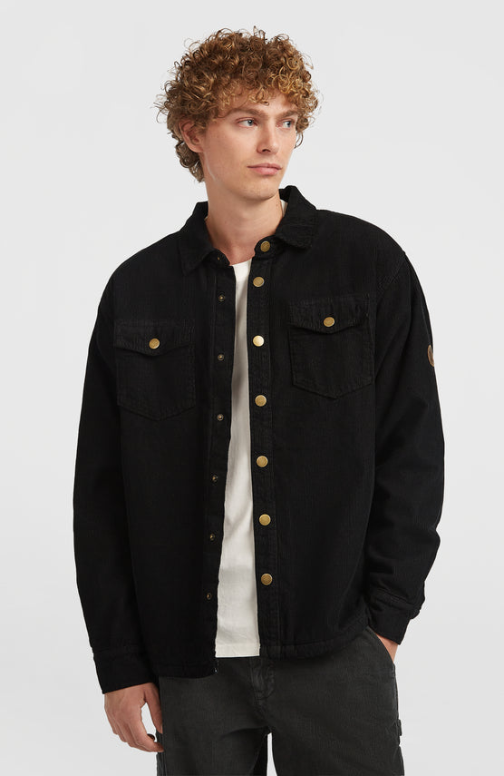 O'Riginals Cord-Overshirt mit Fleecefutter | Black Out