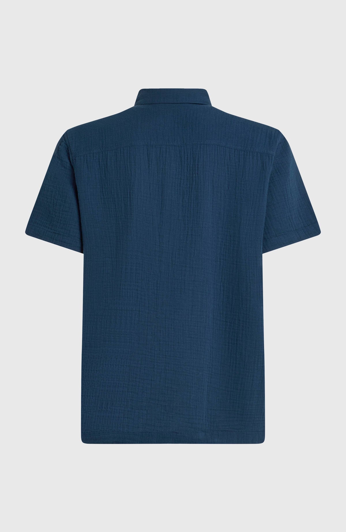 O'Riginals Structure Shirt für Herren, blau, freigestellt von hinten mit sichtbarer Rückenpasse